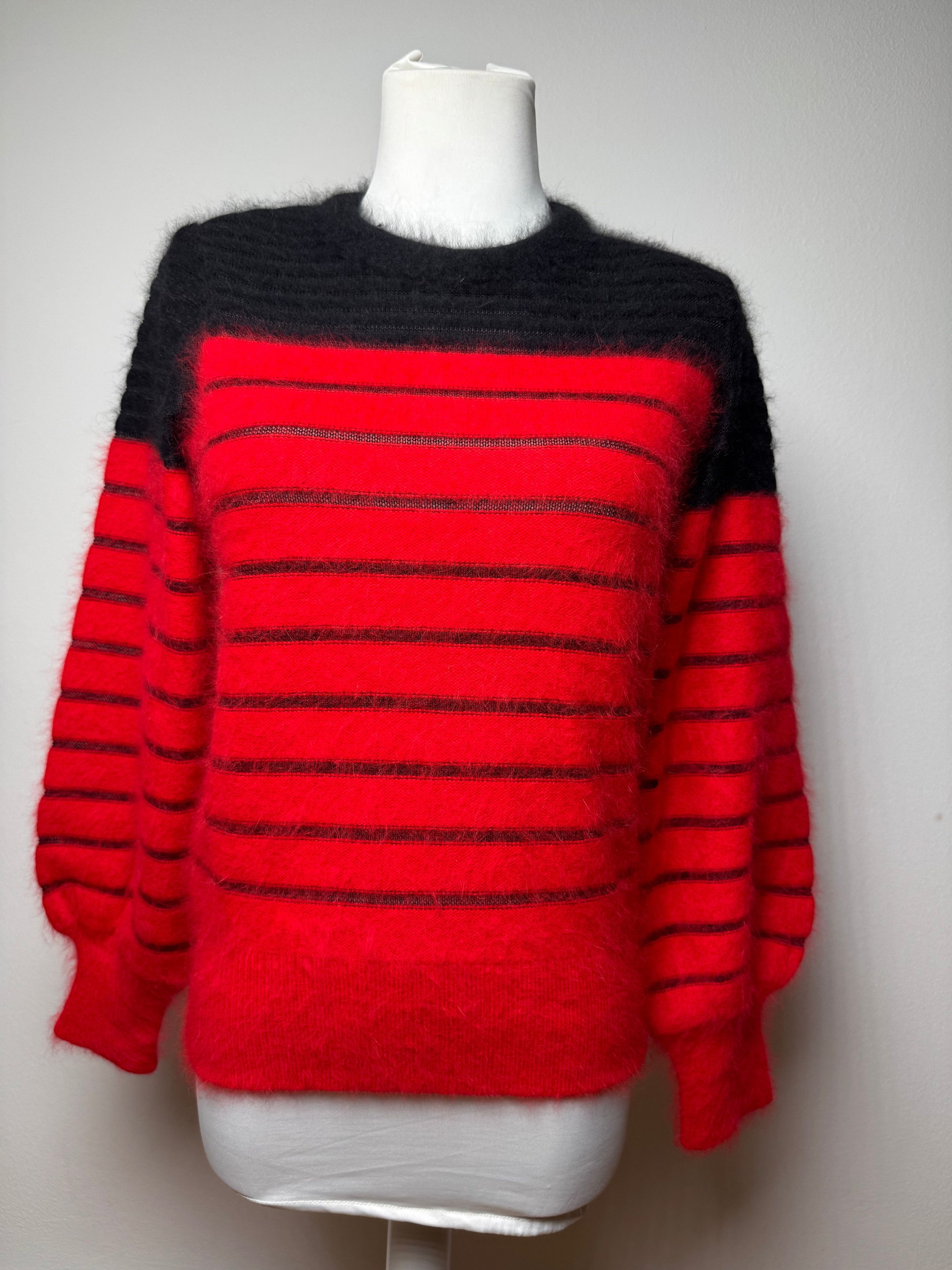 Dior Vintage Mohair Striped Sweater Black Red M Size M / US 6-8 / IT 42-44 - 1 Thumbnail