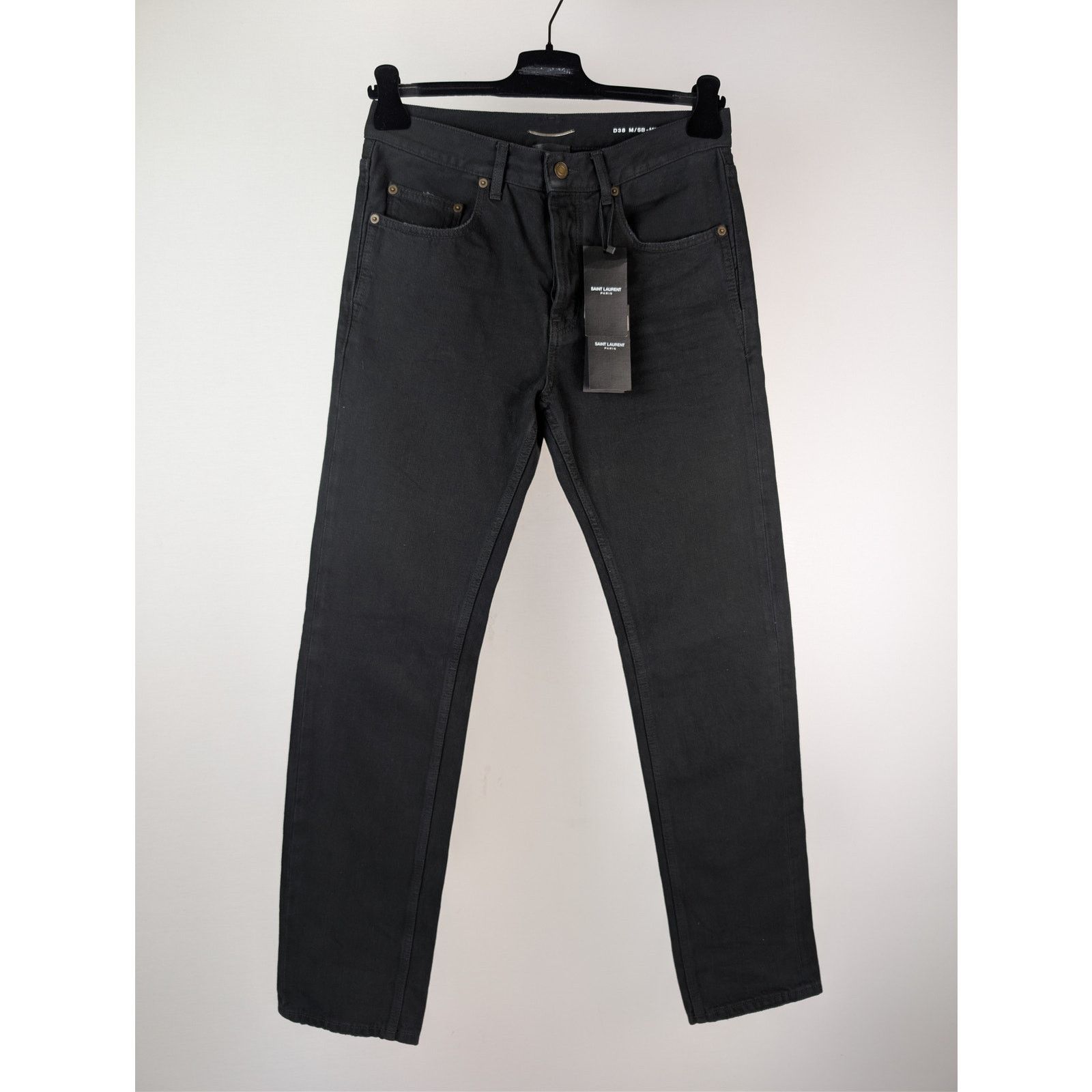 Saint Laurent Paris o1rshd1 Straight Baggy Denim Jeans in Oklahoma Black Size US 29 - 1 Thumbnail