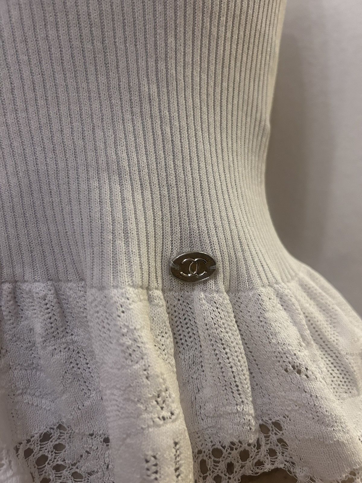 Chanel Vintage Womens CC Archive Chanel Lace Tank Top Y2K Size M / US 6-8 / IT 42-44 - 3 Thumbnail