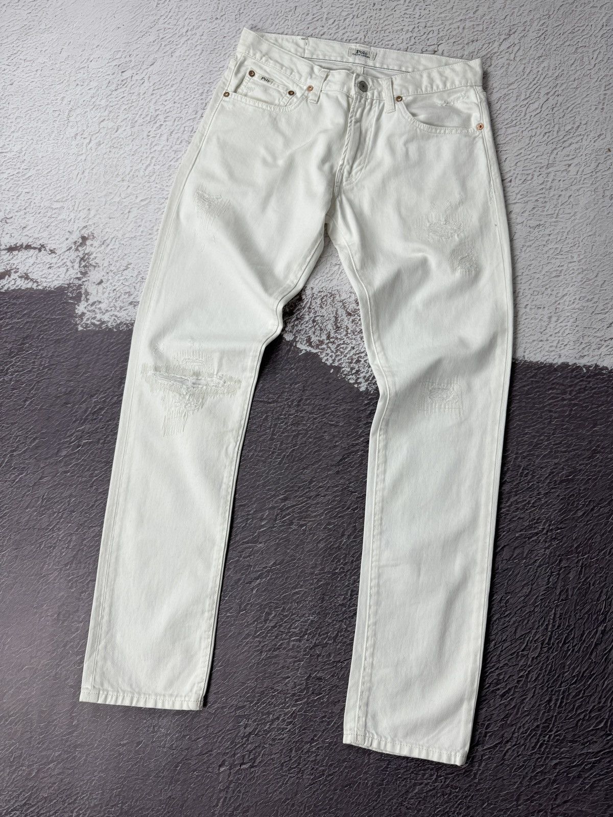 Polo Ralph Lauren Polo Ralph Lauren white distressed denim jeans pants Size US 30 / EU 46 - 3 Thumbnail
