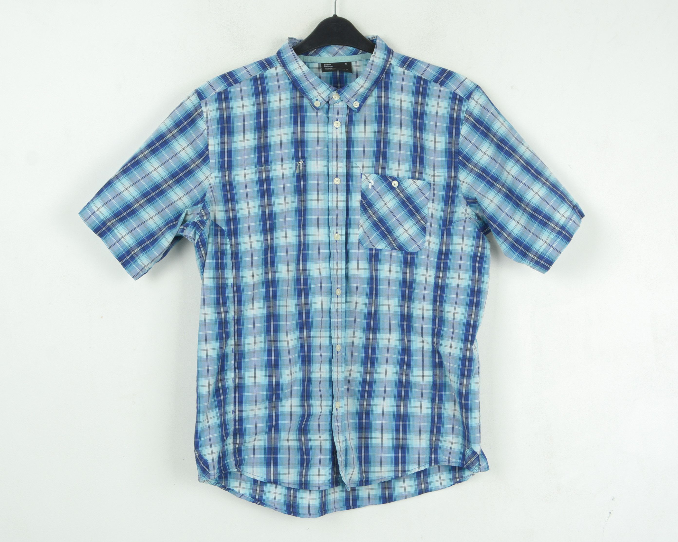 Peak Performance Mens XL Casual Shirt Checked Blue Tartan Short Sleeved Top Size US XL / EU 56 / 4 - 1 Thumbnail
