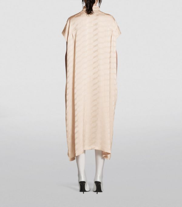 Balenciaga o1mt1gz0824 Bb Monogram Shirt Dress in Beige Size XL / US 12-14 / IT 48-50 - 4 Thumbnail