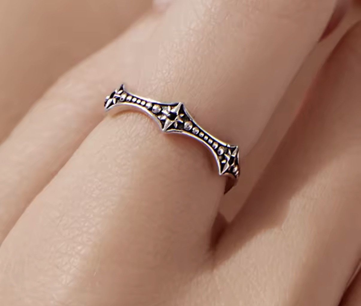 Sterling Silver 925 Sterling silver gothic black zircon ring Size ONE SIZE - 4 Thumbnail