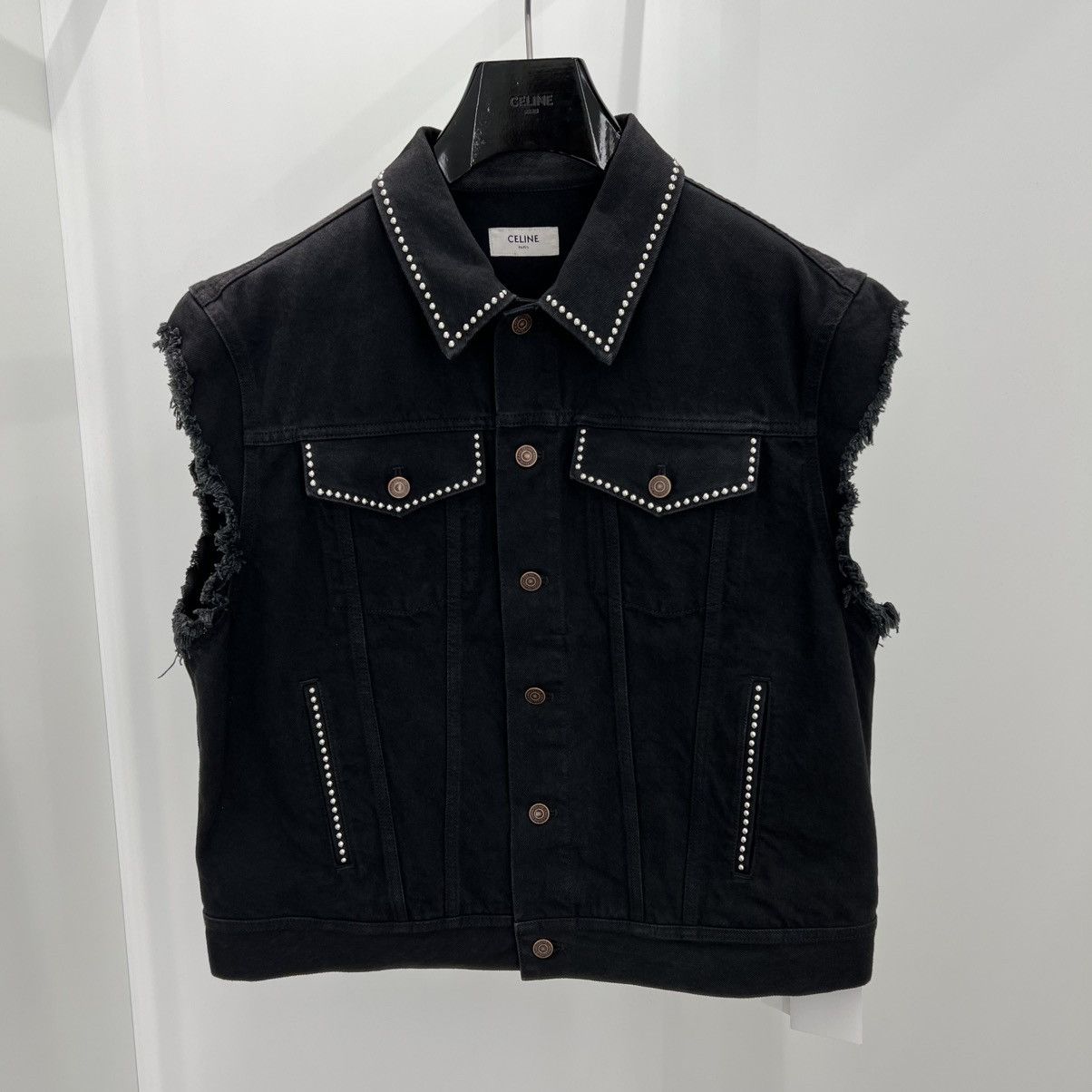 Celine × Hedi Slimane Celine Studded Denim Vest Size US XL / EU 56 / 4 - 1 Thumbnail