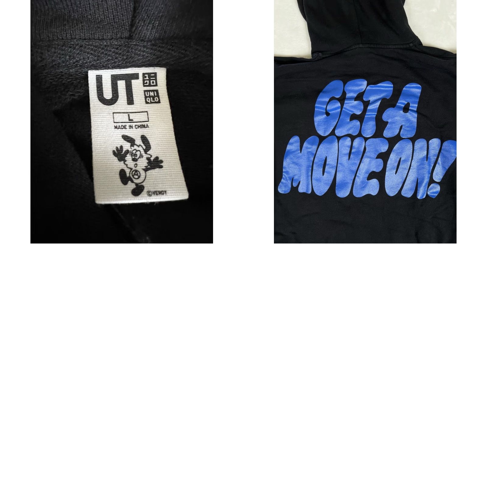 Uniqlo VINTAGE Uniqlo Verdy Hoodie Sweatshirt L Black Get A Move On Dog Cartoon Art Graphic Print Hooded Pockets Pullover Men Size US L / EU 52-54 / 3 - 8 Thumbnail