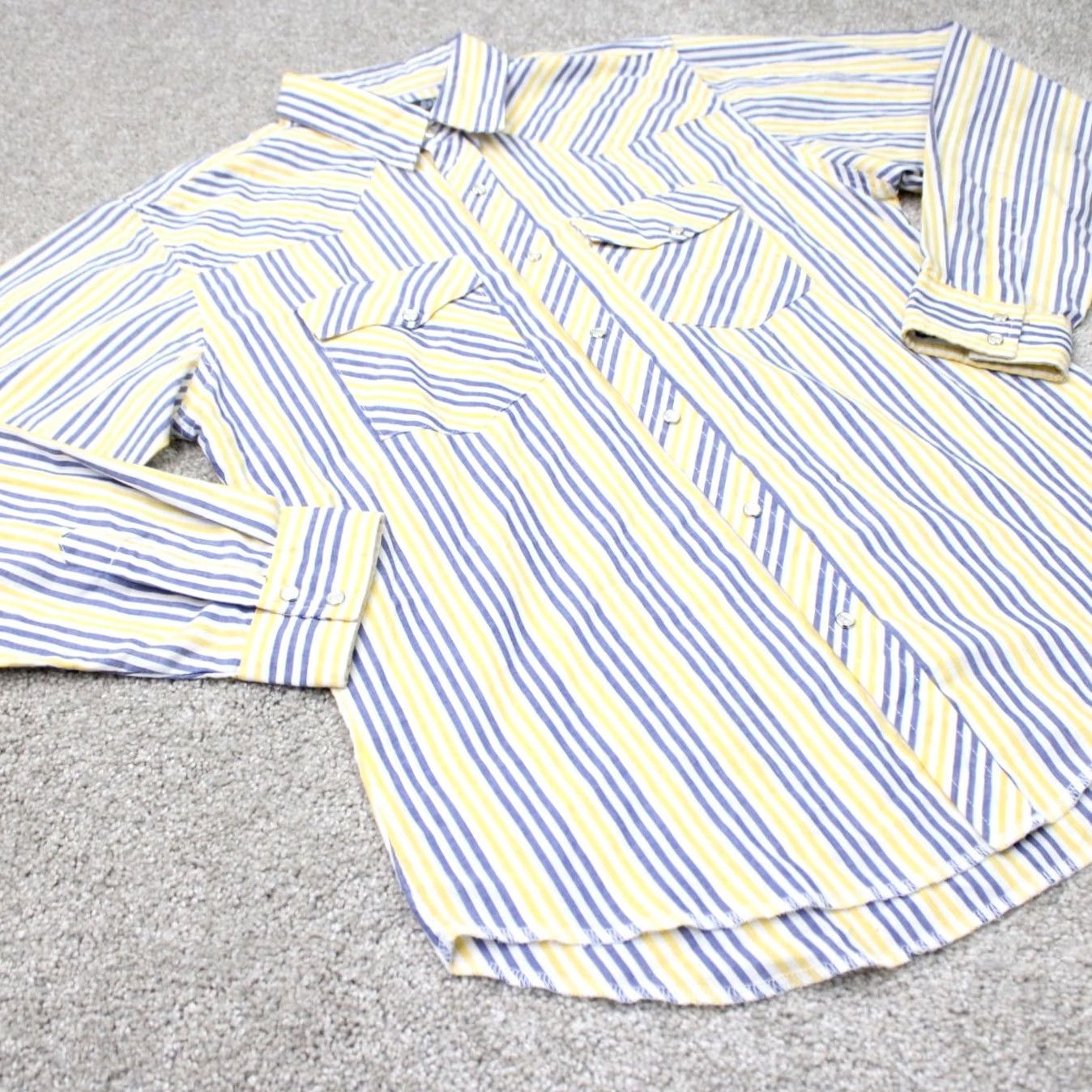 Wrangler Wrangler Shirt Mens 2XL Yellow/Blue Plaid Pearl Snap Western Long Sleeve Button-Up Shirt Mens 2XL Regular Size US XXL / EU 58 / 5 - 6 Thumbnail