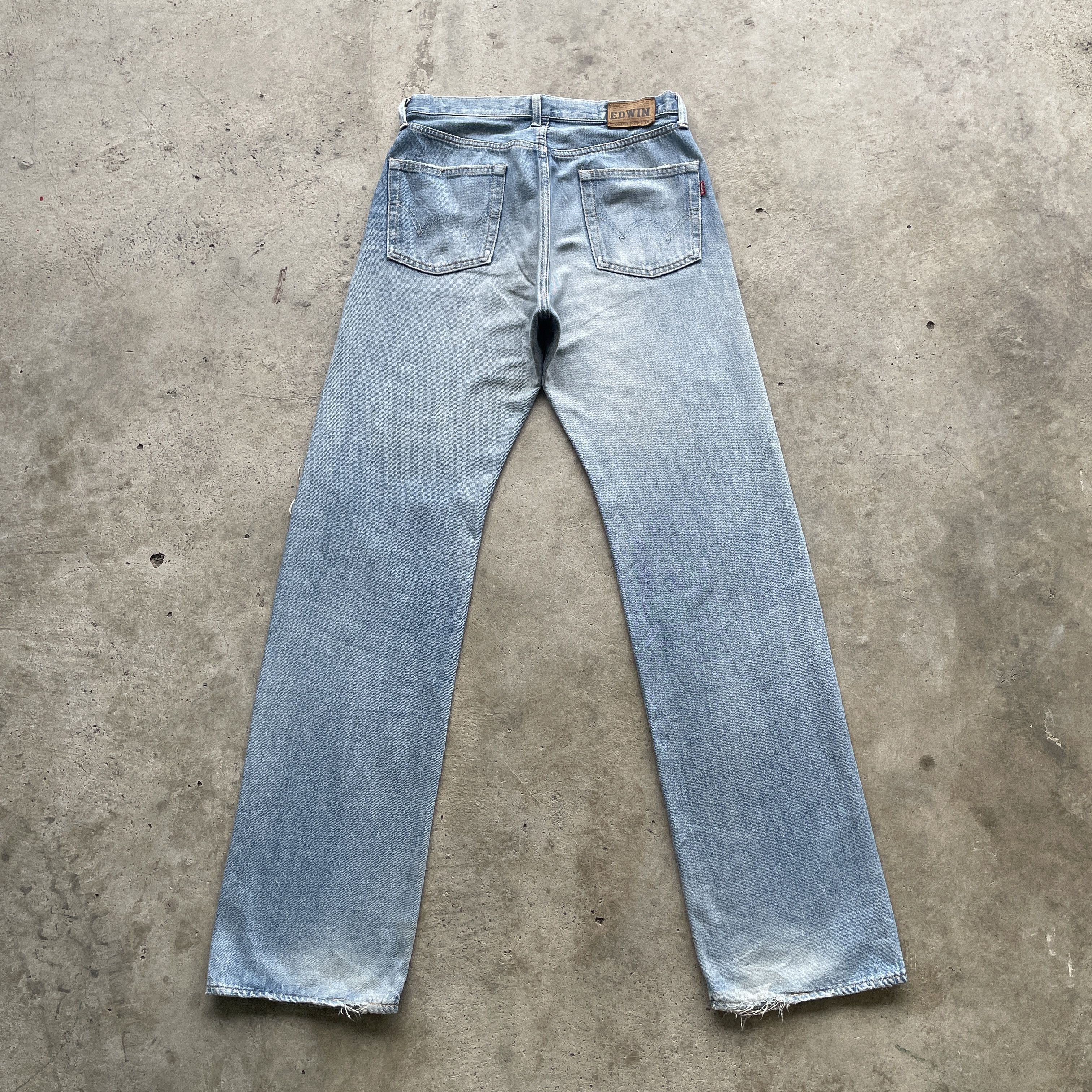 Edwin × Japanese Brand × Jean W30 VINTAGE EDWIN 505 FADED DENIM DISTRESSED JEANS PANTS Size US 30 / EU 46 - 11 Thumbnail