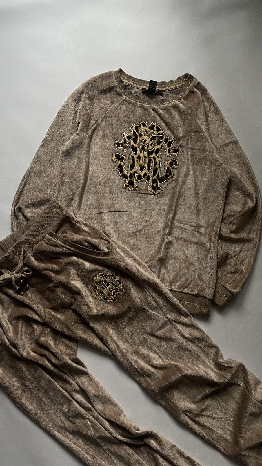 Roberto Cavalli Vintage Roberto Cavalli Velour Track Suit Y2k Juicy Couture Size M / US 6-8 / IT 42-44 - 2 Thumbnail