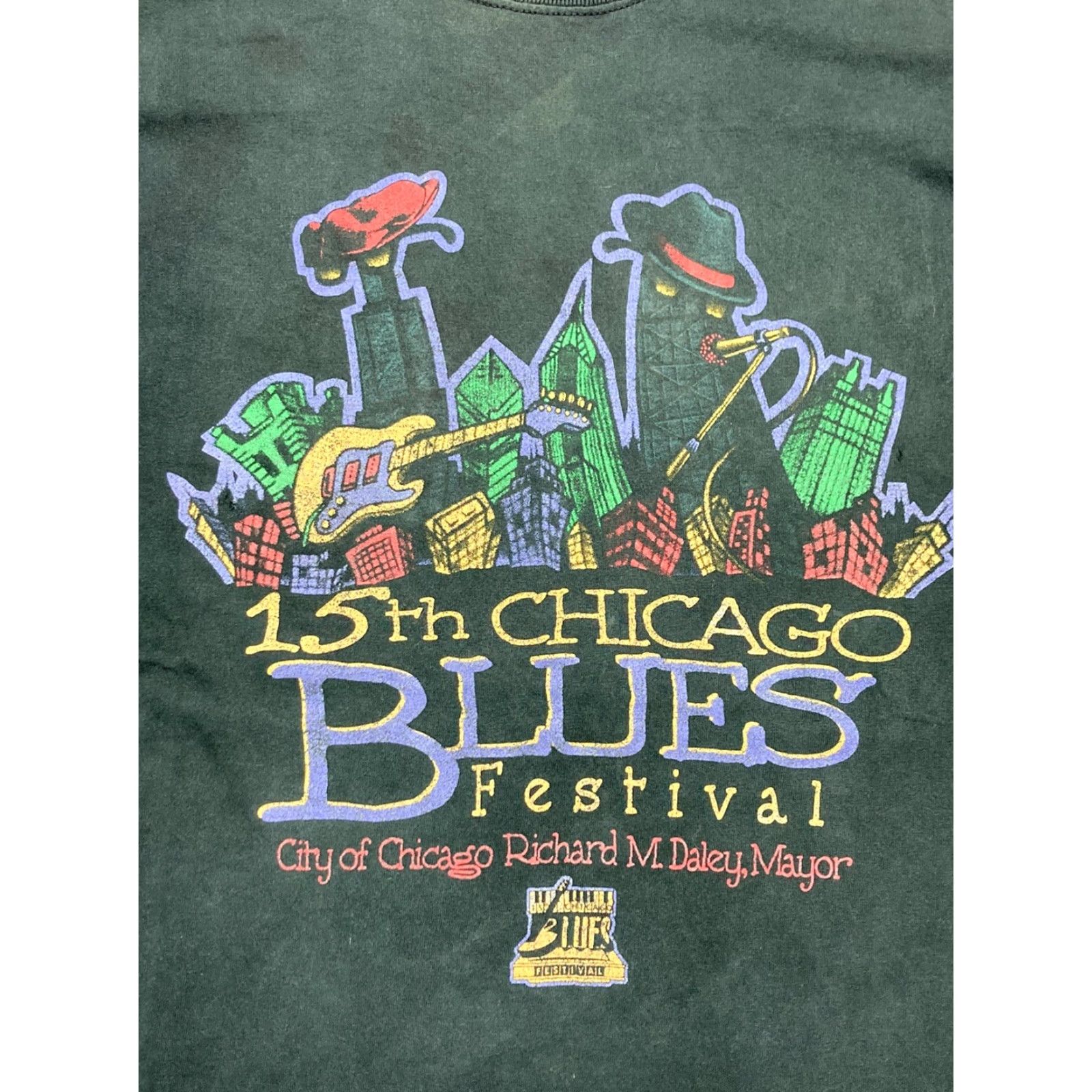 Doublet VINTAGE Chicago blues festival graphic T-Shirt Double-Sided Black Faded Adult XL Shirt Men Black Blues Festival Graphic T-Shirt XL Mens Size US XL / EU 56 / 4 - 2 Thumbnail