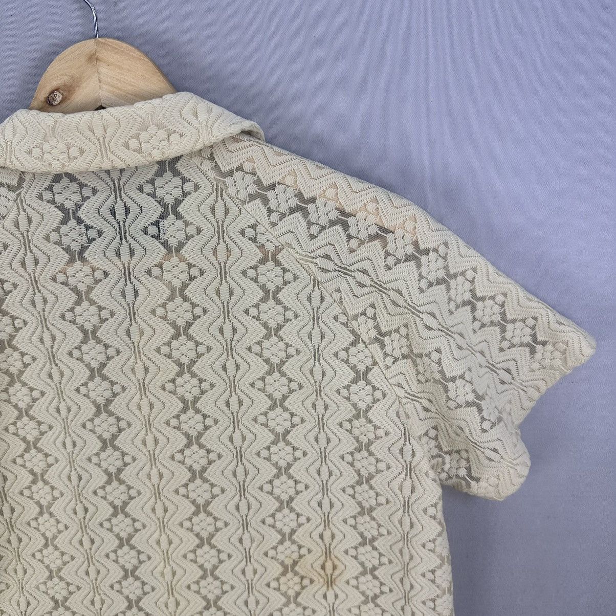 Comme des Garcons Vintage AD1999 Tricot CDG Lace Short Sleeve Button Up Blouse Size S / US 4 / IT 40 - 5 Thumbnail
