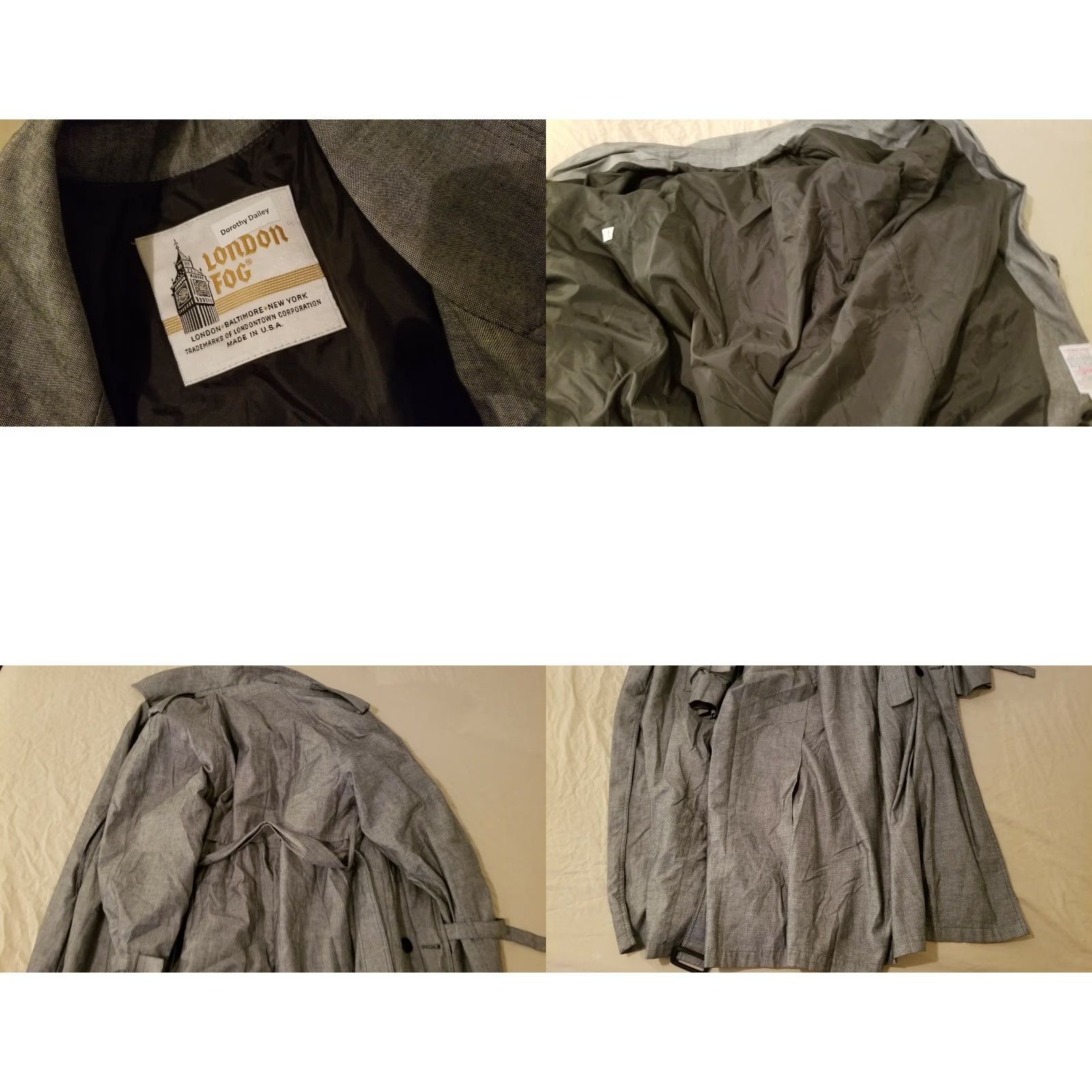 London Fog VINTAGE London Fog Trench Coat Jacket Womens 8 Regular Gray Cotton Coat Womens 8 Regular Gray London Fog Trench Coat Size M / US 6-8 / IT 42-44 - 8 Thumbnail