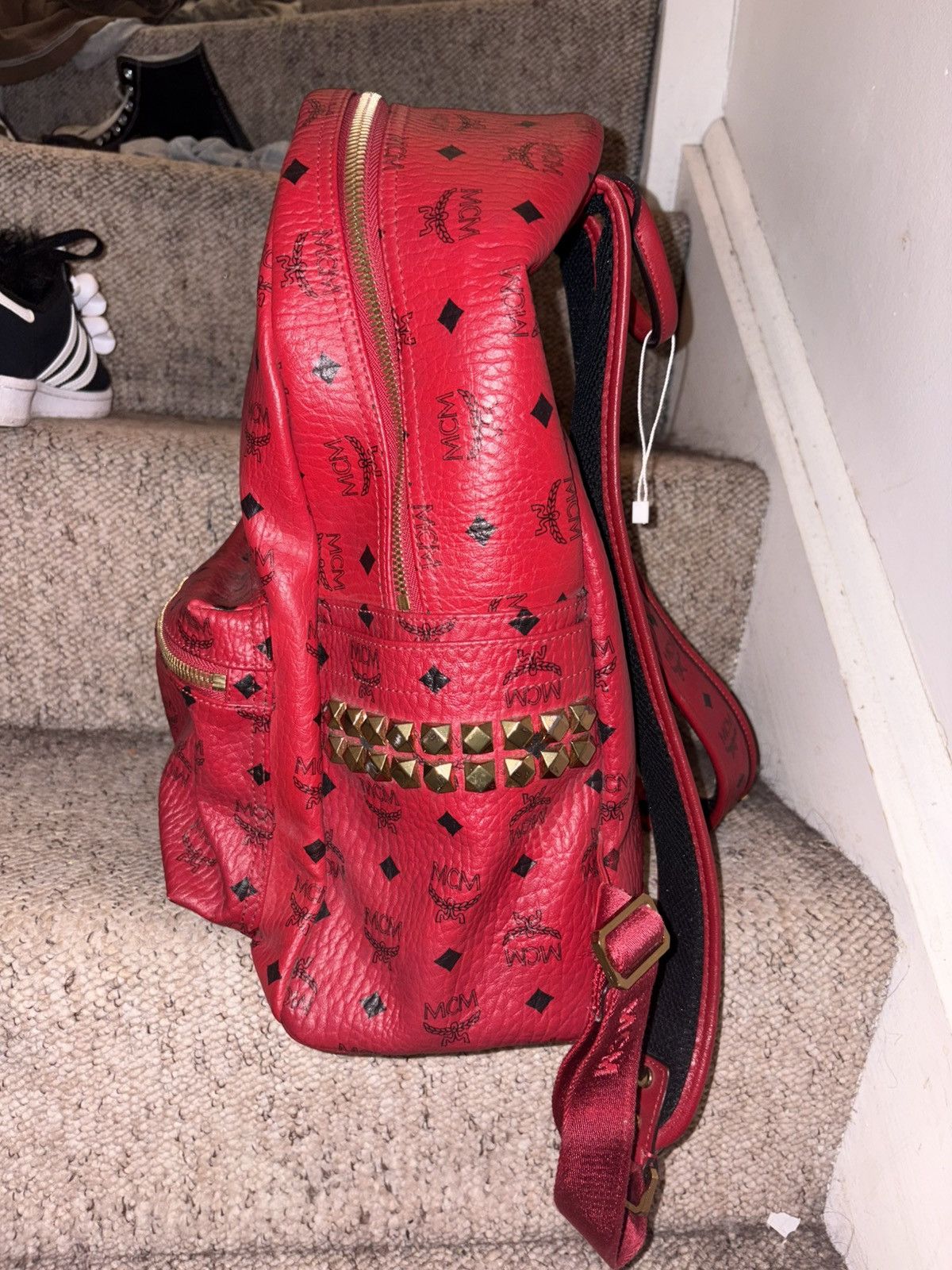 MCM MCM red Visetos stark studded backpack Size ONE SIZE - 2 Thumbnail