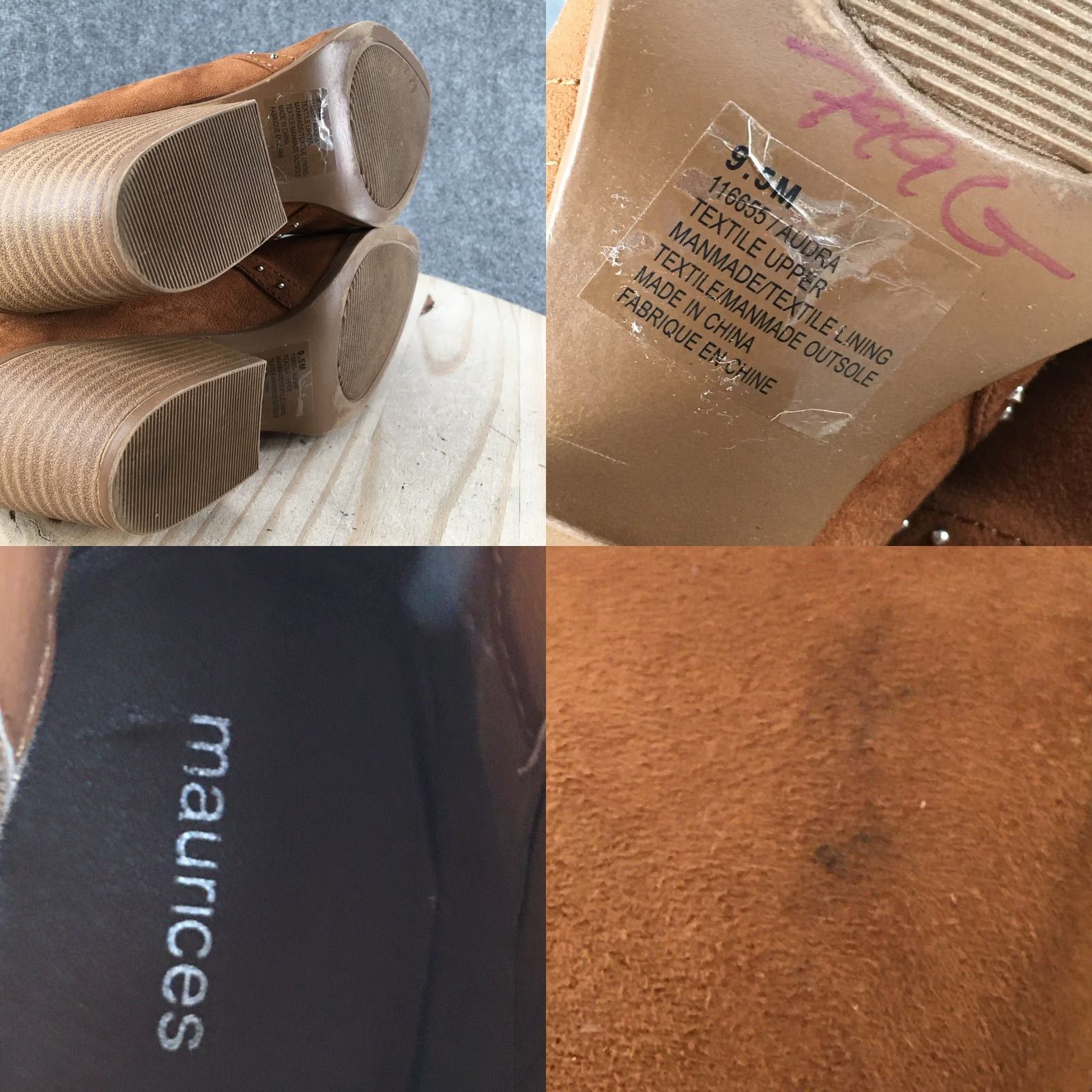 Vintage Maurices Audra Studded Pointed Toe Ankle Booties Brown Boots Womens 9.5 M Heel Mid Block Leather Fatigue? Size US 10 / IT 40 - 9 Thumbnail