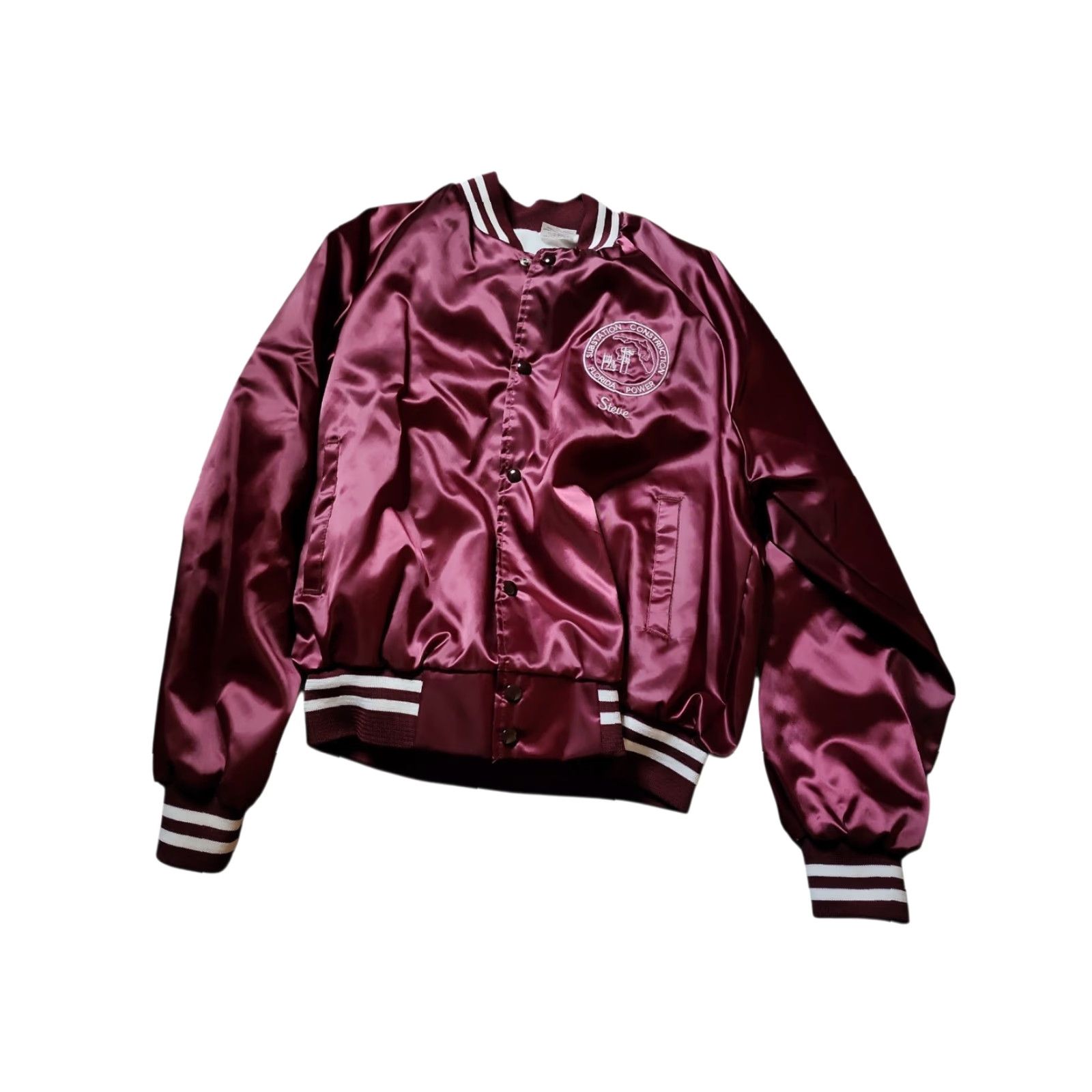 Vintage VINTAGE Florida Power Construction Nylon Snap Jacket 80s Bomber Mens XL Red Auburn Size US XL / EU 56 / 4 - 2 Thumbnail
