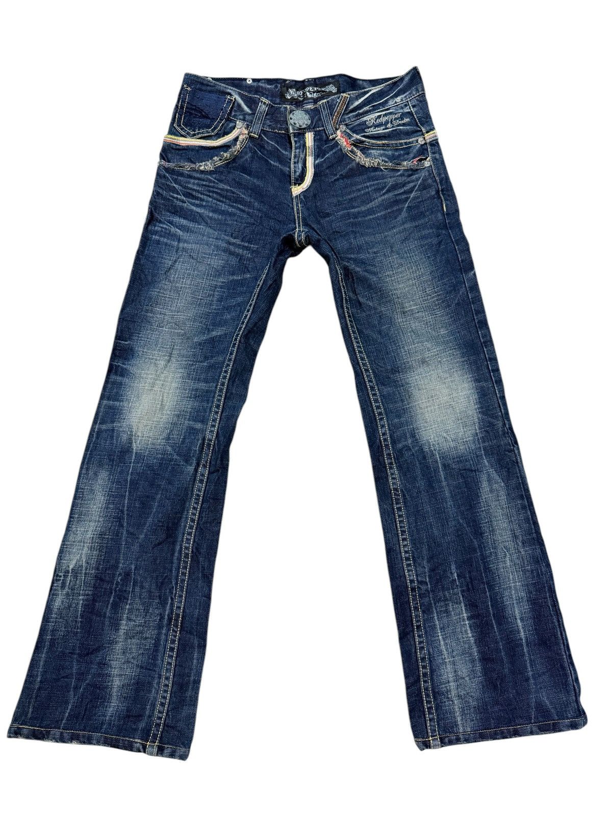 If Six Was Nine RED PEPPER FLARE DENIM JEANS Size US 33 - 3 Thumbnail