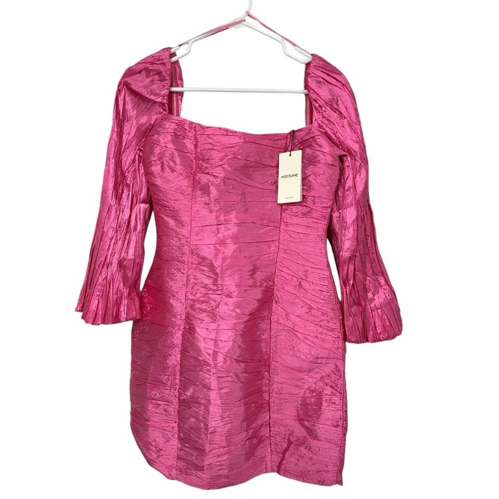 NOCTURNE NOCTURNE LIMITED EDITION BALLOON SLEEVE FUCHSIA DRAPED DRESS Size M / US 6-8 / IT 42-44 - 3 Thumbnail