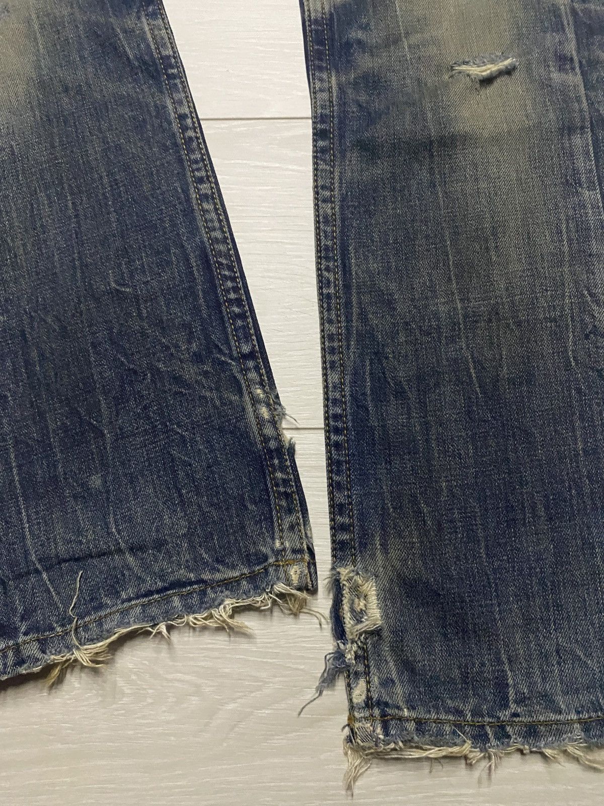 If Six Was Nine Pasta Denim Crazy Mud Wash Distressed Straight Fit Jeans Size US 29 - 16 Thumbnail