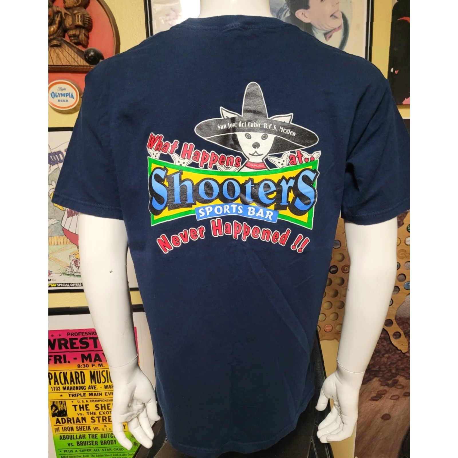 Vintage Shooters Sports Bar T Shirt San Jose del Cabo Mexico Large Blue Cotton Crew Neck Short Sleeve Mens T-Shirt Bars Shooters 100% Cotton Size US L / EU 52-54 / 3 - 3 Thumbnail