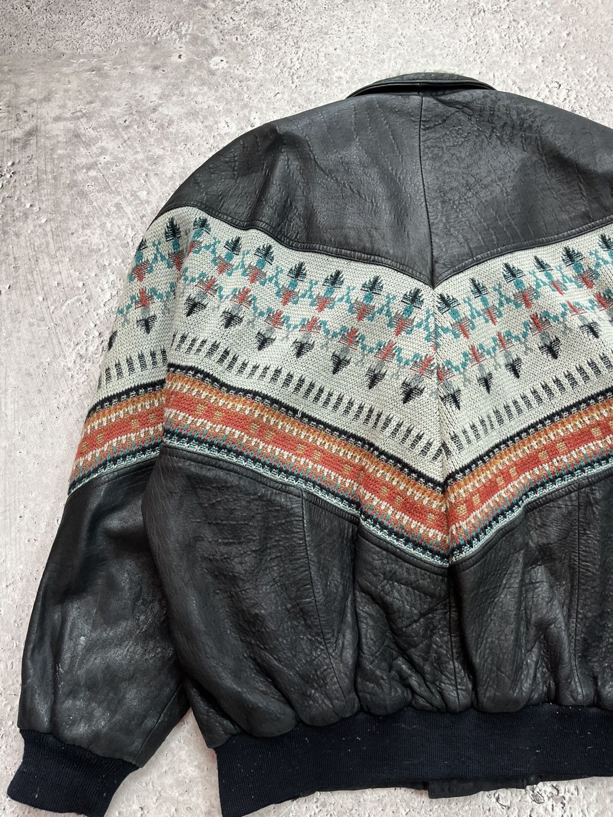 Leather Vintage Genuine Leather Jacket Wool Pattern Shearling 50 Size US M / EU 48-50 / 2 - 17 Thumbnail