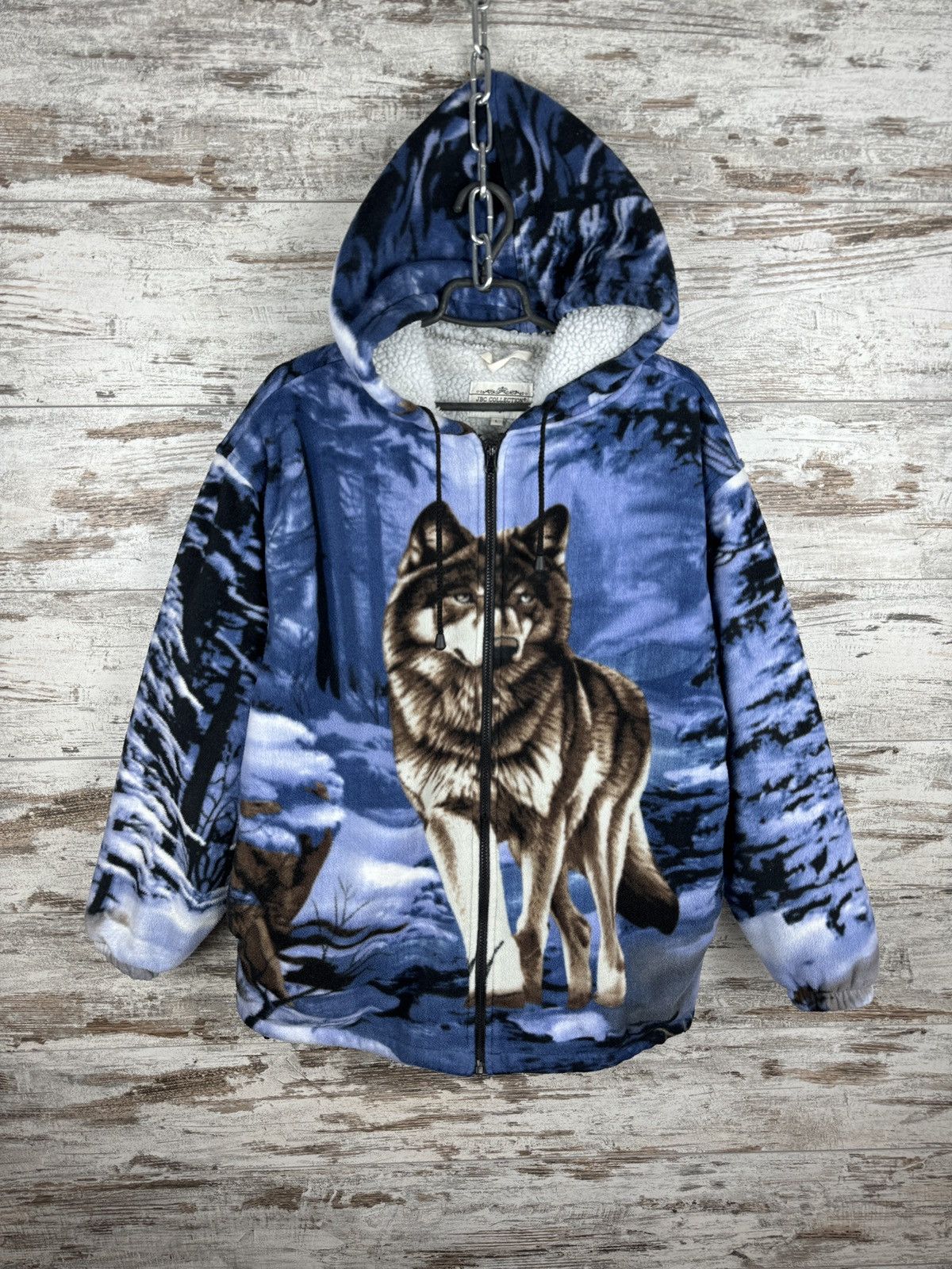 Vintage Vintage fleece Wolf Sherpa full print art animal gorpcore Size US L / EU 52-54 / 3 - 2 Thumbnail