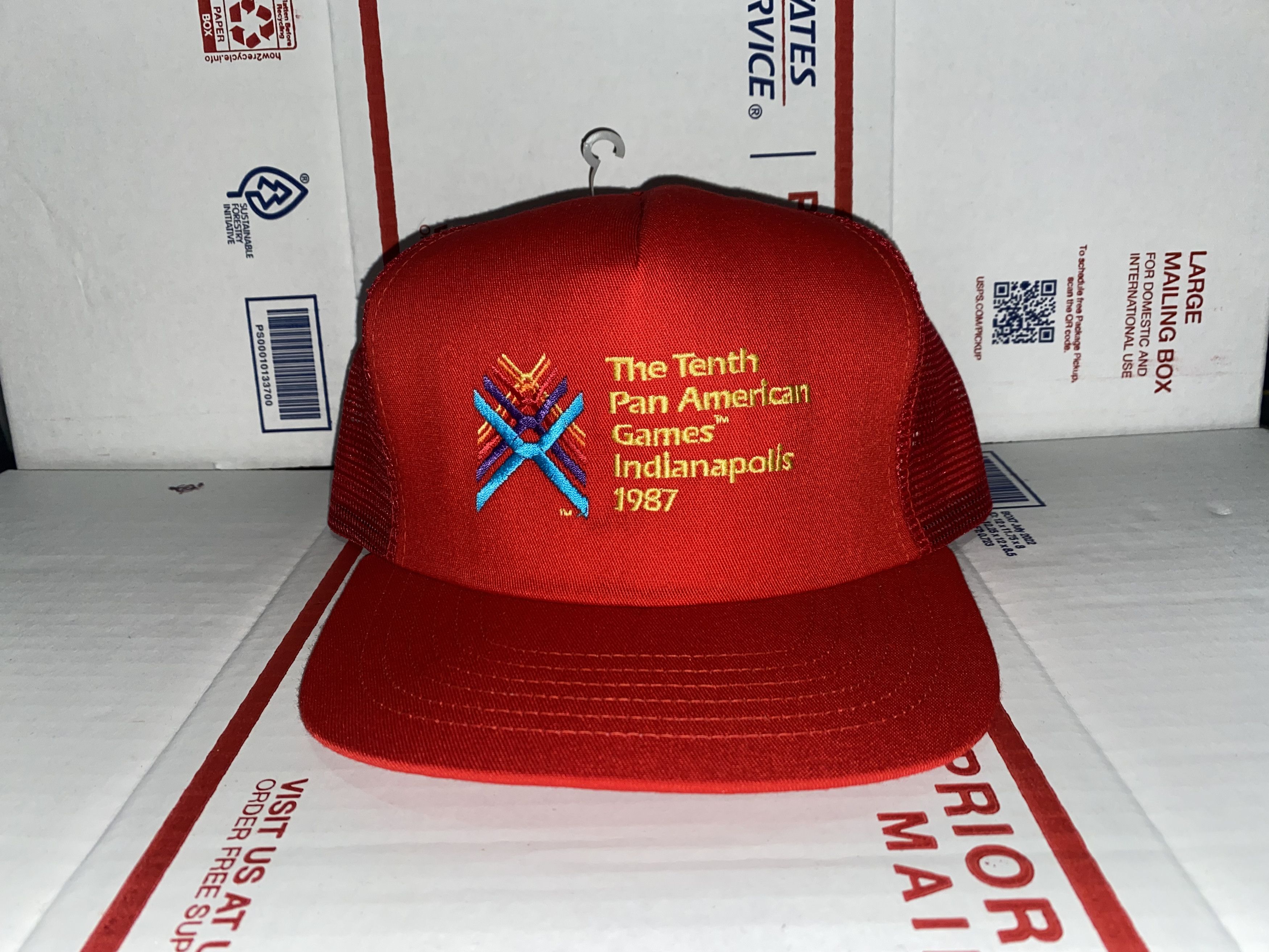 Vintage 10th pan American Games Indianapolis 1987 trucker hat cap US Size ONE SIZE - 1 Thumbnail