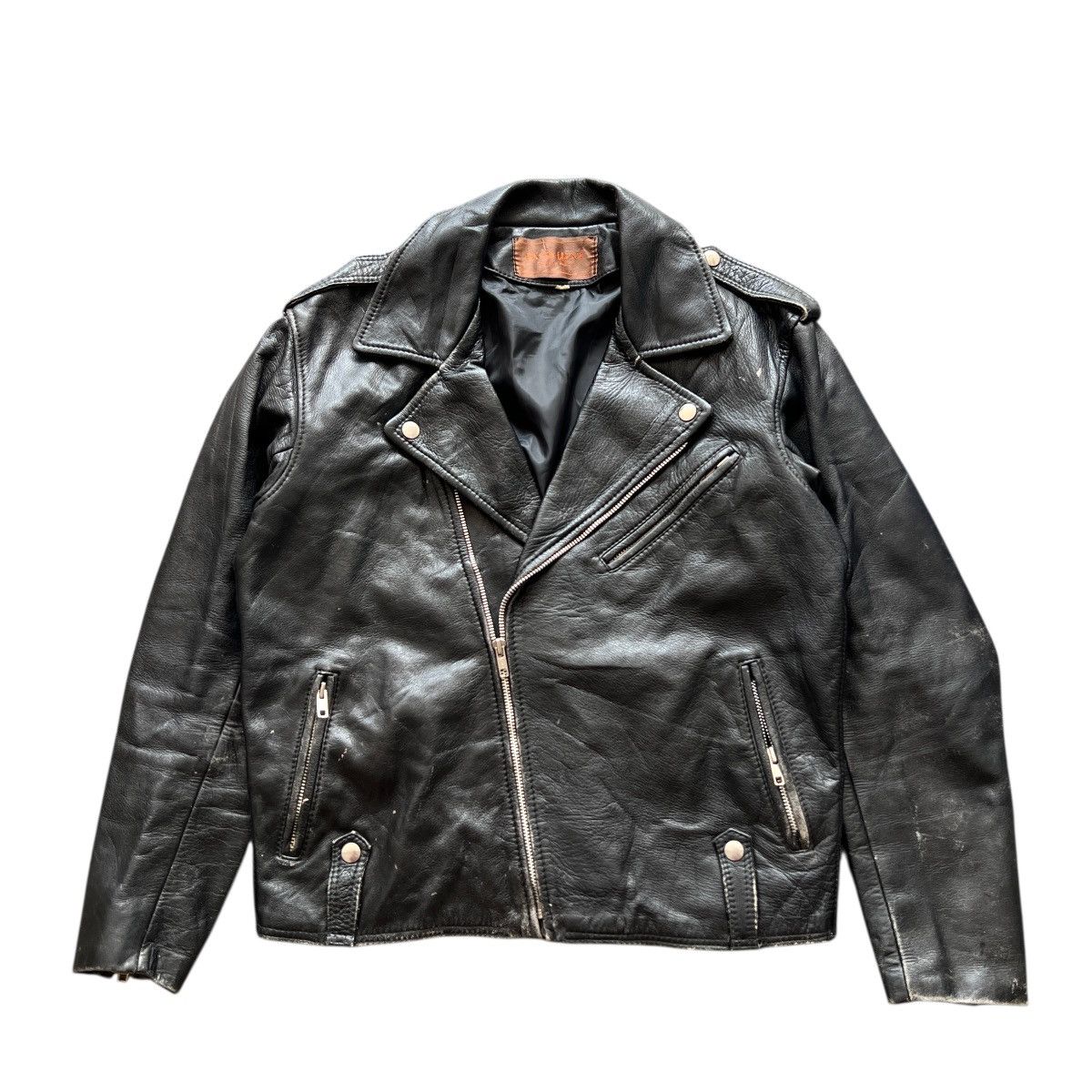 Genuine Leather Vintage excellent Double Colar Moto Leather jacket Size US M / EU 48-50 / 2 - 2 Thumbnail