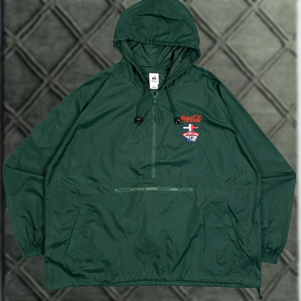 Vintage Vintage Coca-Cola Hooded Jacket Men's 1990s Green Medium Nylon Pullover Zip Coats/Coat Size US M / EU 48-50 / 2 - 1 Thumbnail