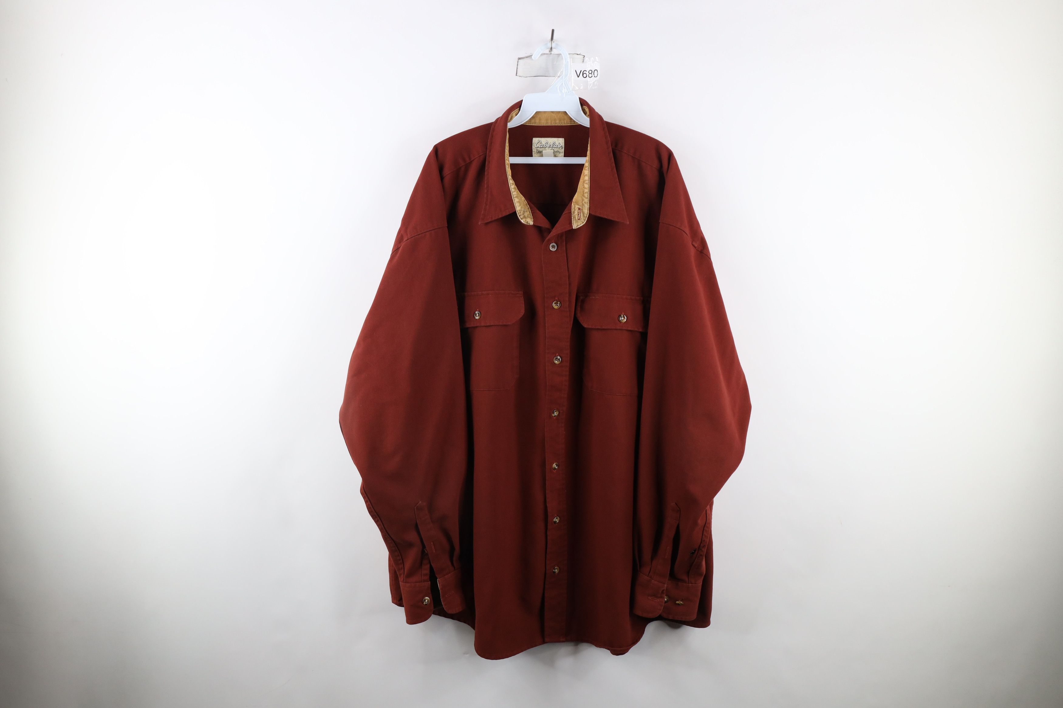 Cabelas × Vintage Vintage 90s Cabelas Heavyweight Collared Button Shirt Red Size US XXL / EU 58 / 5 - 1 Thumbnail