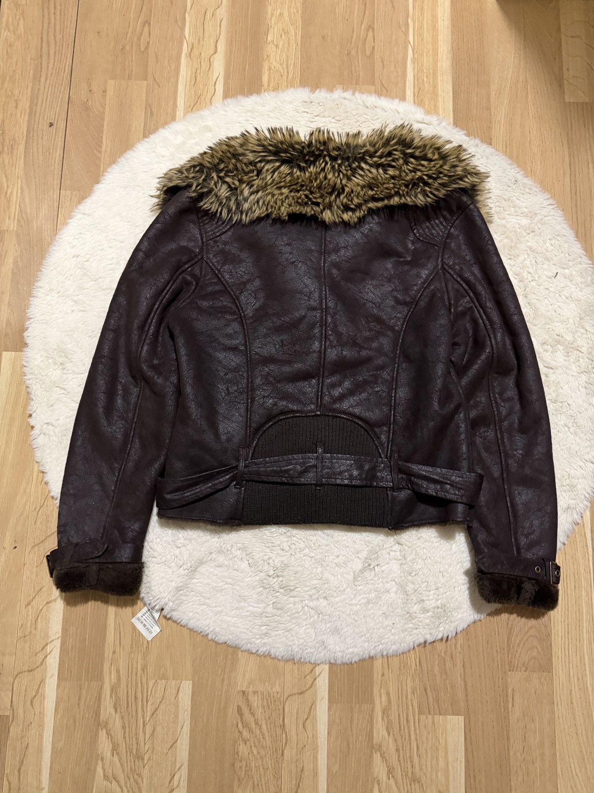 Le Grande Bleu (L.G.B.) If six was nine Leather Jacket brown Fur trucker jacket 90s Size M / US 6-8 / IT 42-44 - 6 Thumbnail