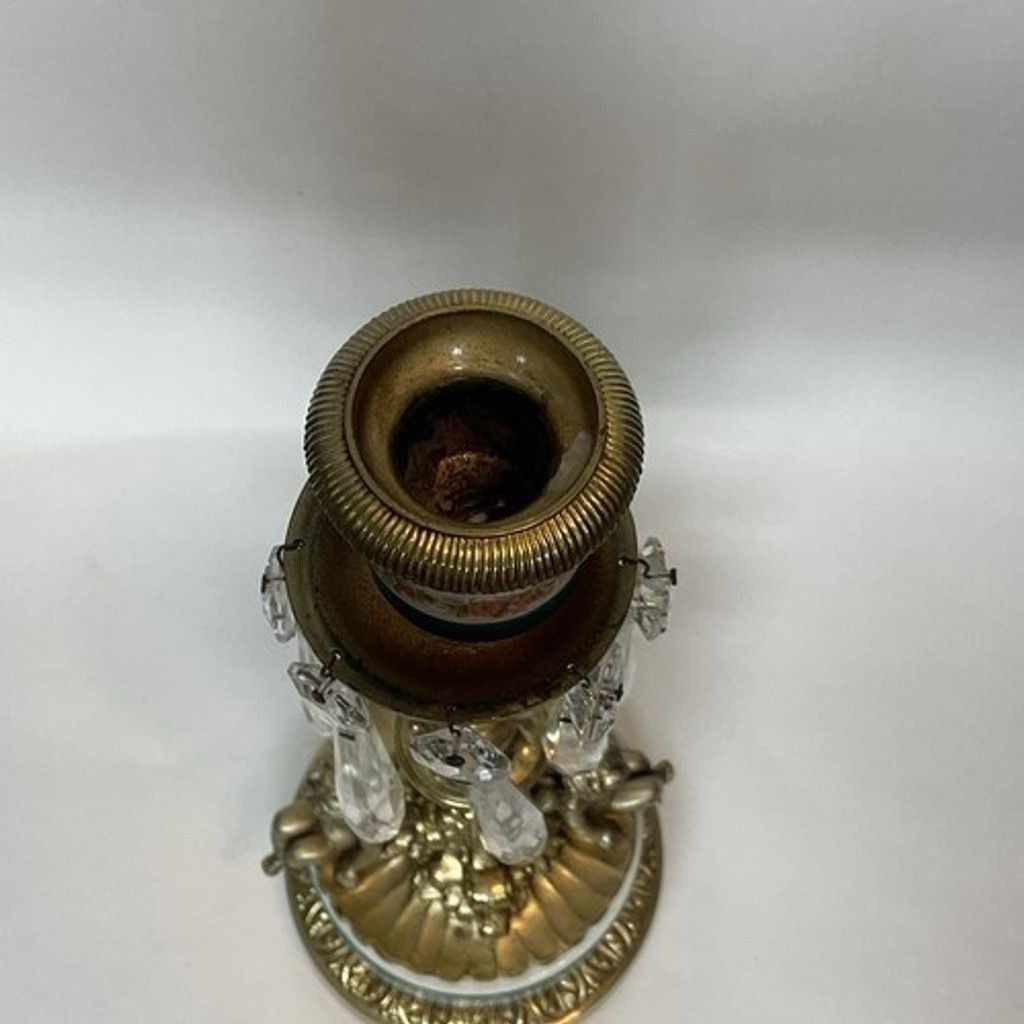 The Unbranded Brand VTG Ormolu Brass Cherub Candle Holder Crystal Prism Base Size ONE SIZE - 5 Thumbnail