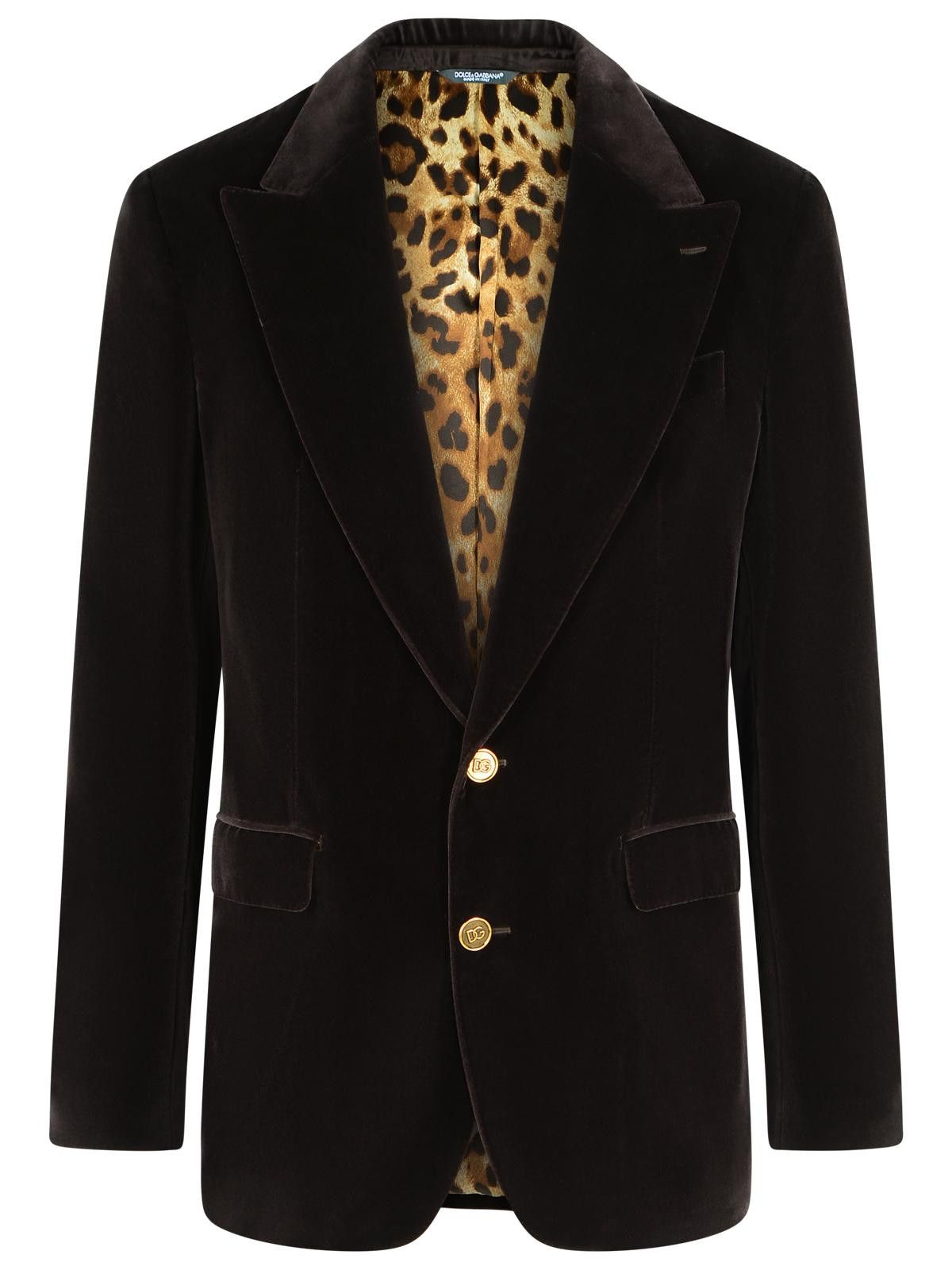 Dolce & Gabbana DOLCE & GABBANA Brown Polyester Blazer Size US L / EU 52-54 / 3 - 1 Thumbnail