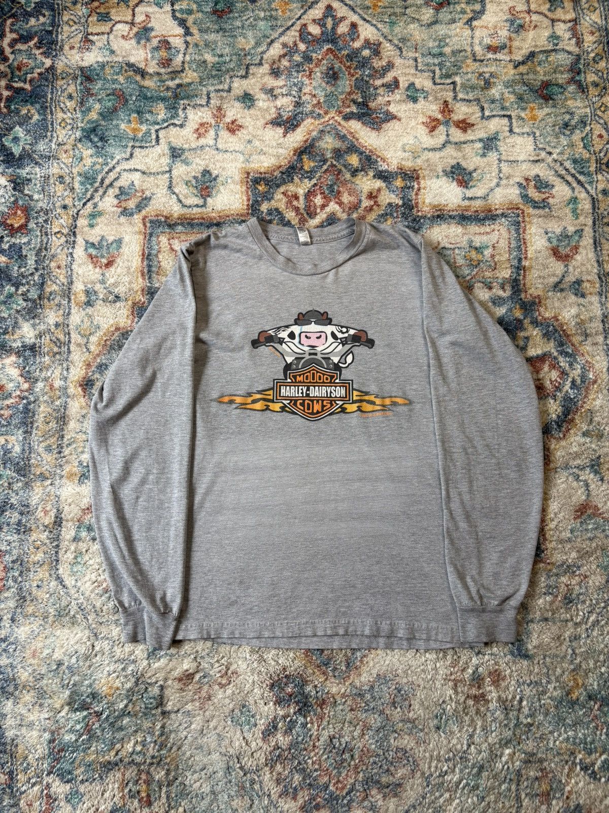 Vintage Harley Davidson Cows Biker Long Sleeve T-shirt Small Size US S / EU 44-46 / 1 - 1 Thumbnail
