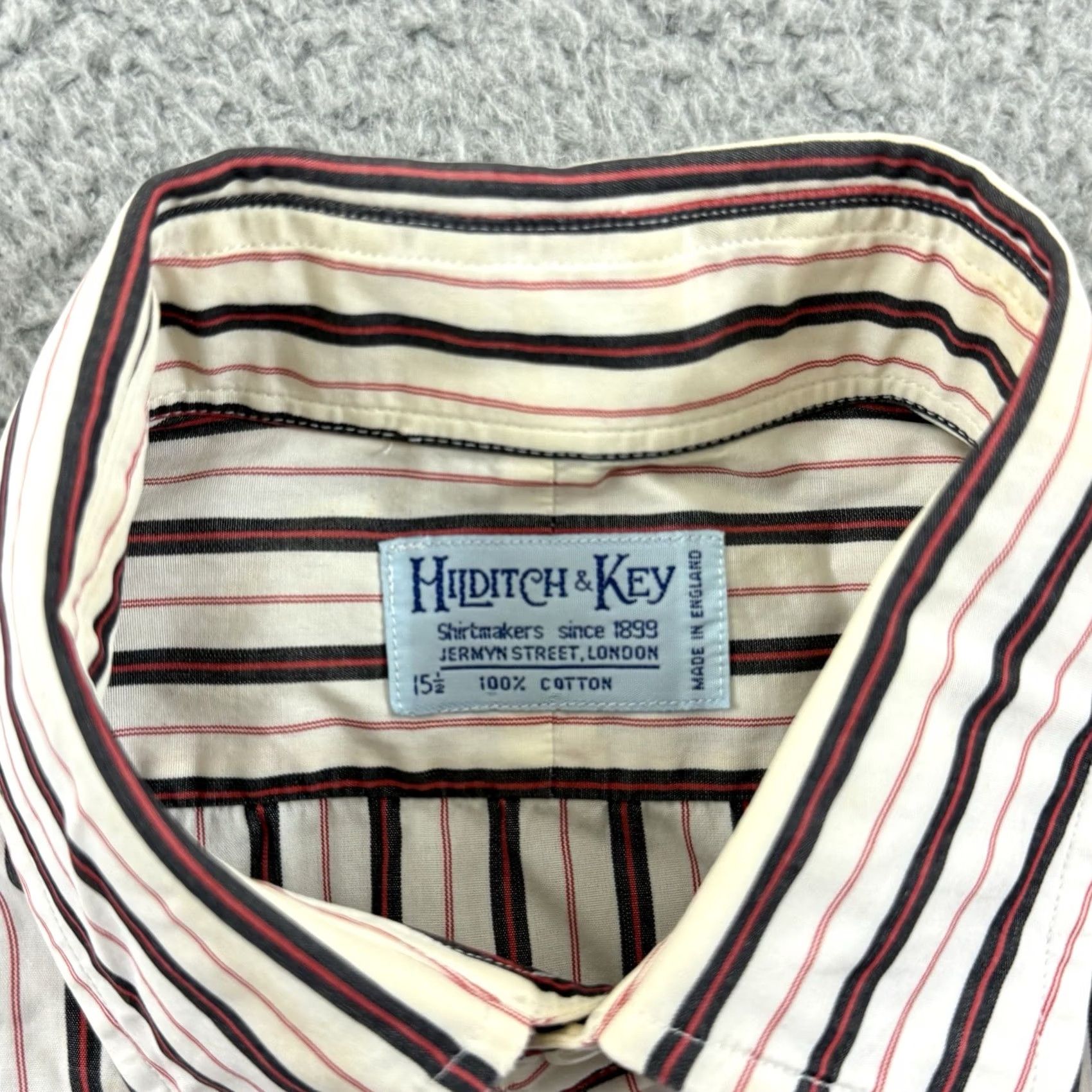 Vintage VINTAGE Hilditch & Key Shirt Mens Medium White Striped Button Down French Cuff Preppy Size US L / EU 52-54 / 3 - 6 Thumbnail