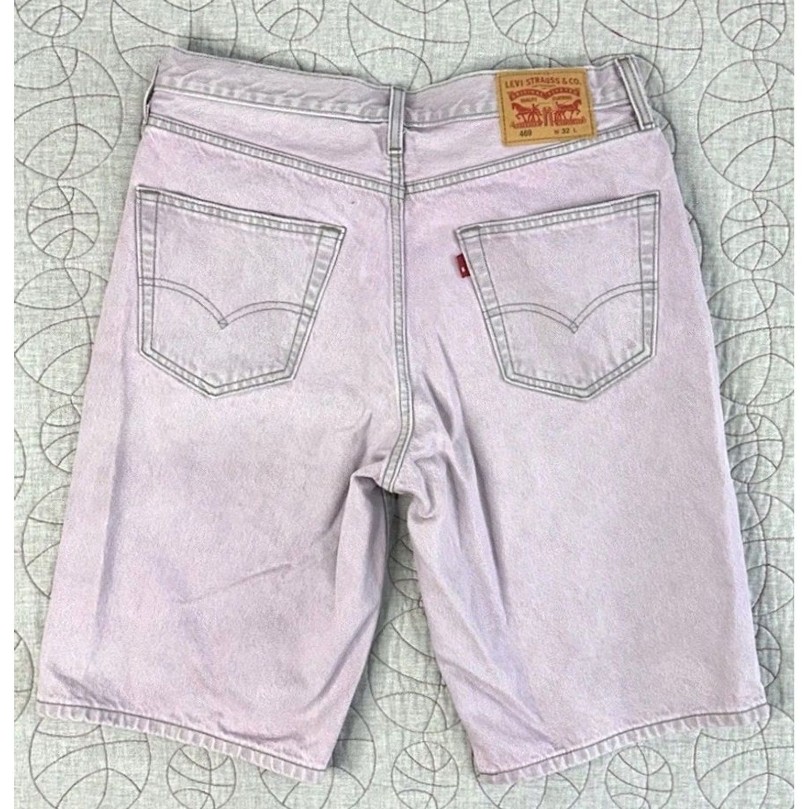 Levi's Levi's 469 Bermuda Shorts Men Purple Denim 32 12" Inseam Baggy Loose Fit Take A Trip Size US 32 / EU 48 - 2 Thumbnail