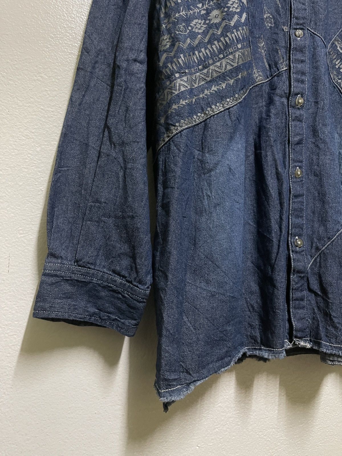 Japanese Brand Drug Stores Denim Shirt Hybrid Printed Size US XL / EU 56 / 4 - 3 Thumbnail
