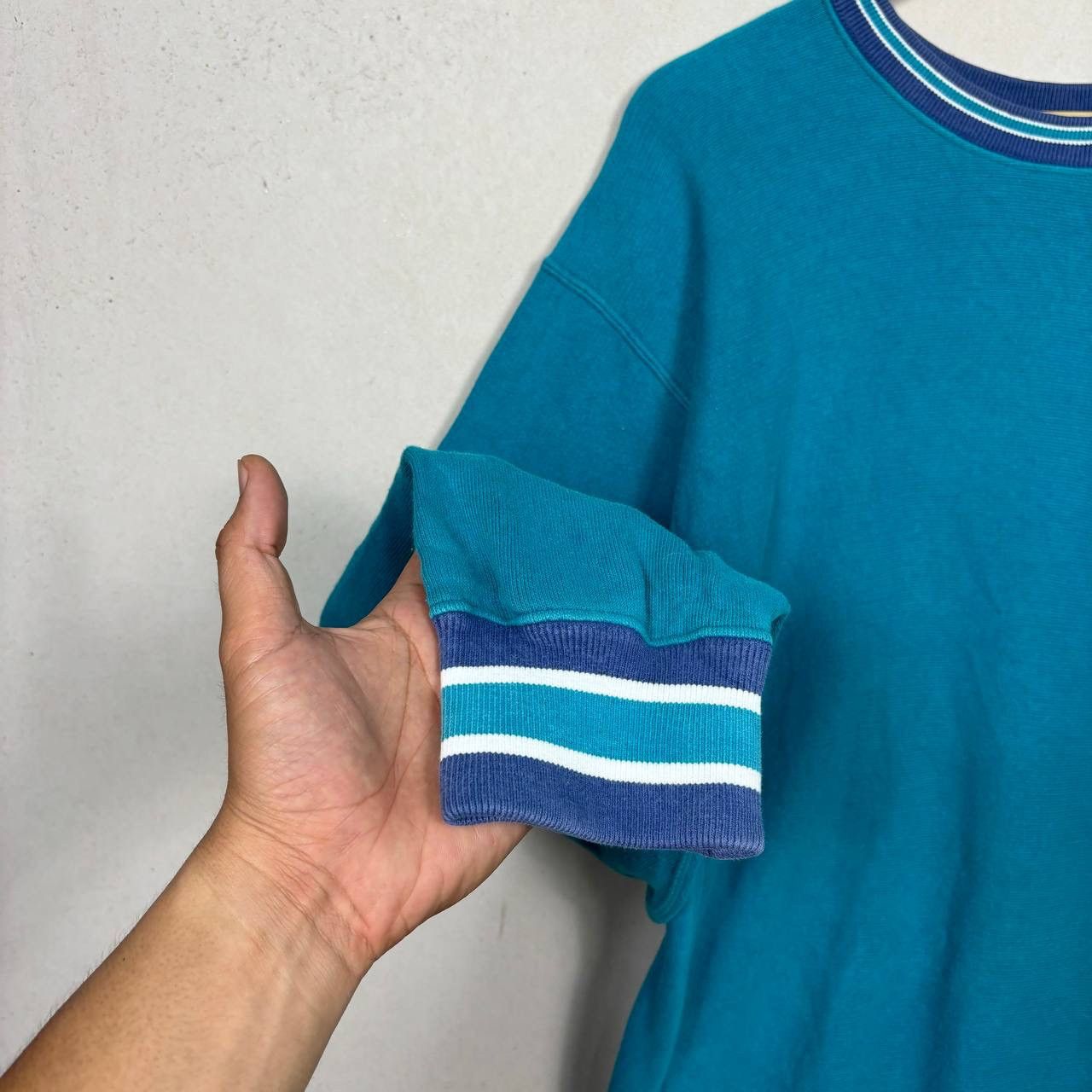 Champion Vtg 90s Champion Reverse Weave Teal Striped Sweatshirt L Size US L / EU 52-54 / 3 - 5 Thumbnail
