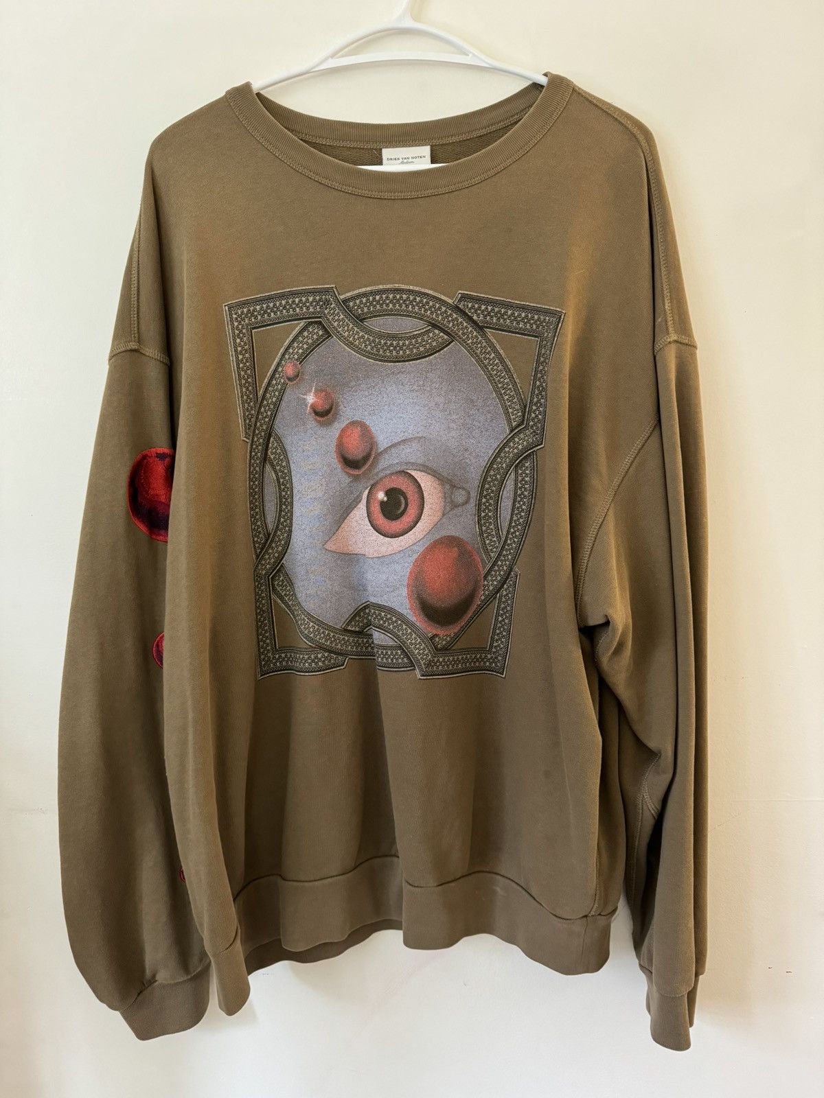 image of Dries Van Noten All Seeing Eye Crewneck in Green, Men's (Size Medium)