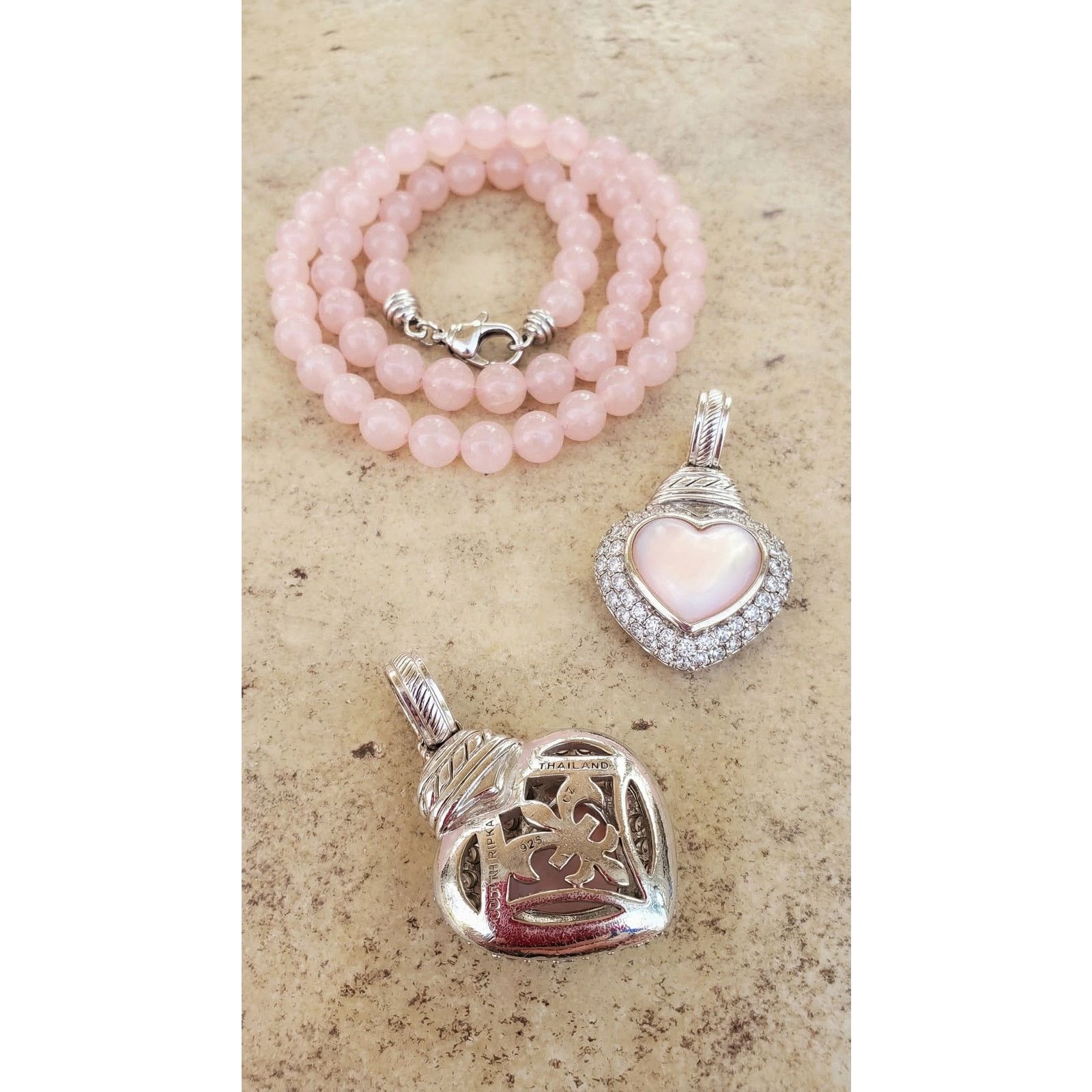 Judith Ripka Judith Ripka Sterling Silver Rose Quartz Heart Necklace Size ONE SIZE - 8 Thumbnail