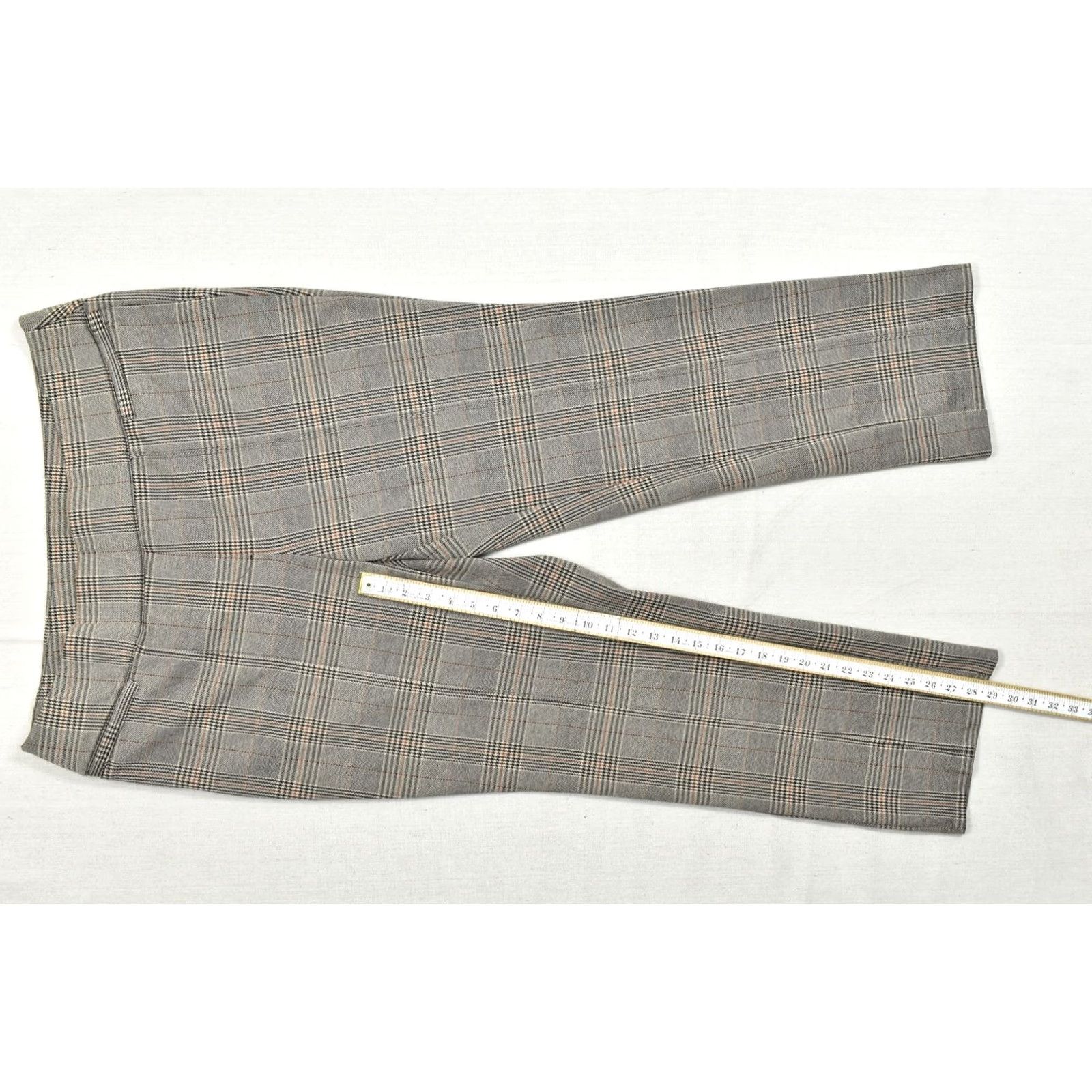 Vintage Lane Bryant Women's 20 Plaid Dress Pants Brown Gray Houndstooth Rayon Flat Front High Rise Straight Leg Plus Size Dress Pants Womens Size 42" / US 20 - 4 Thumbnail