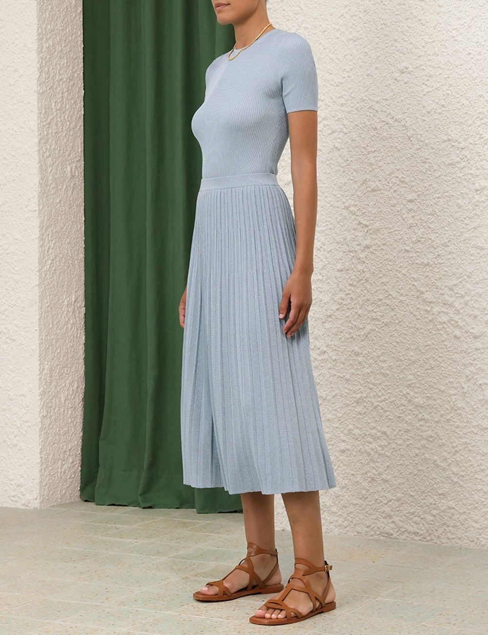 Zimmermann oc11z0525 Waverly Rib Midi Skirt in Blue Size 28" / US 6 / IT 42 - 3 Thumbnail