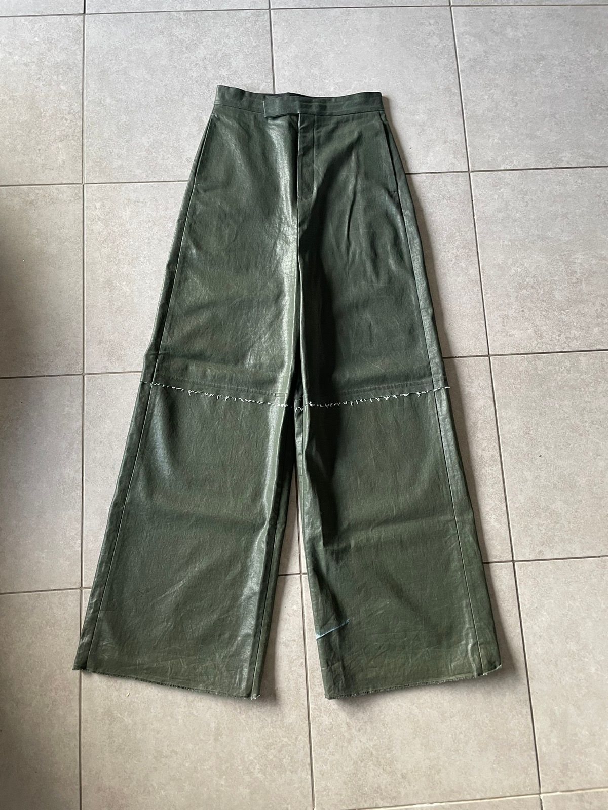 Pre-owned Rick Owens Fw17 Glitter Coated Denim Pants 48 In Green
