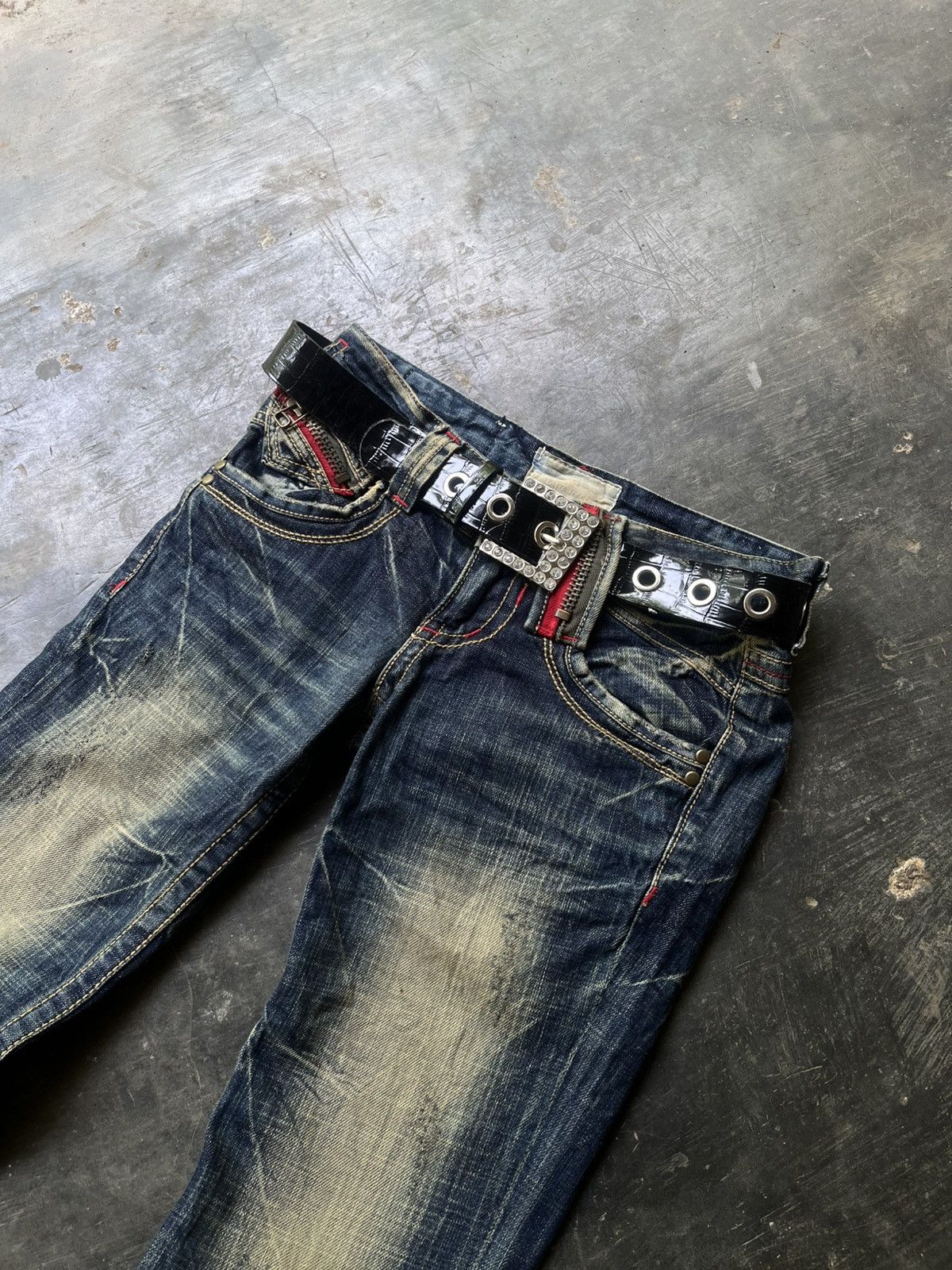 14th Addiction 💀Y2k Washet Lolita Flared Jeans💀 Size 28" / US 6 / IT 42 - 9 Thumbnail