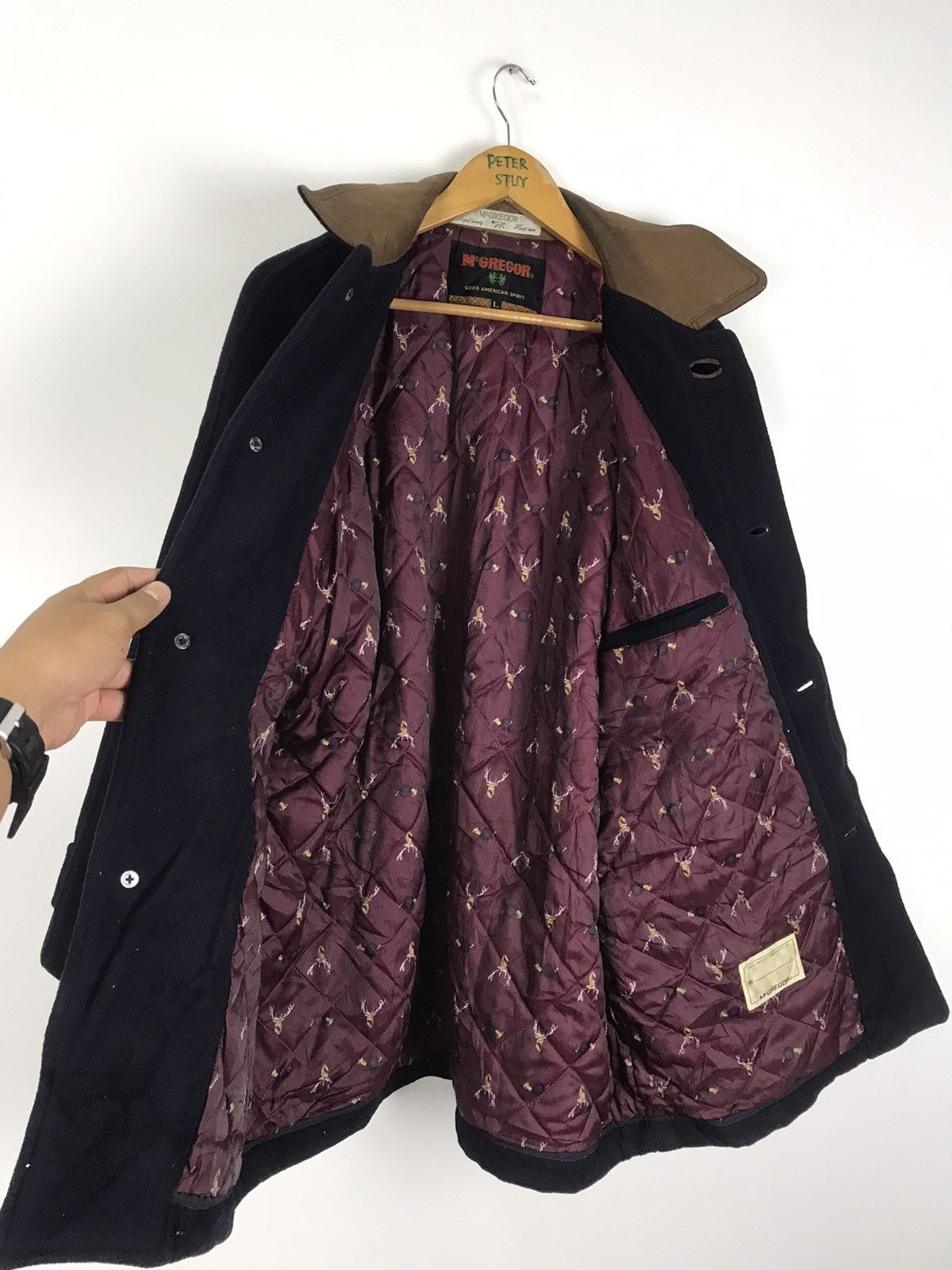 Leather × McGregor × Vintage Vintage McGregor Leather Collar Wool Jacket Size US L / EU 52-54 / 3 - 5 Thumbnail