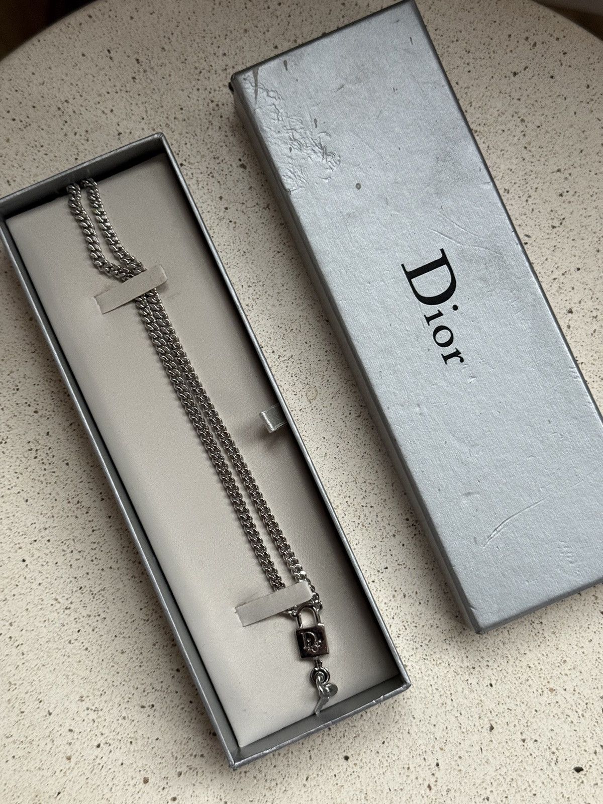 Dior Dior Vintage Cuban Link Silver Necklace Padlock Lock Keys Size ONE SIZE - 1 Thumbnail