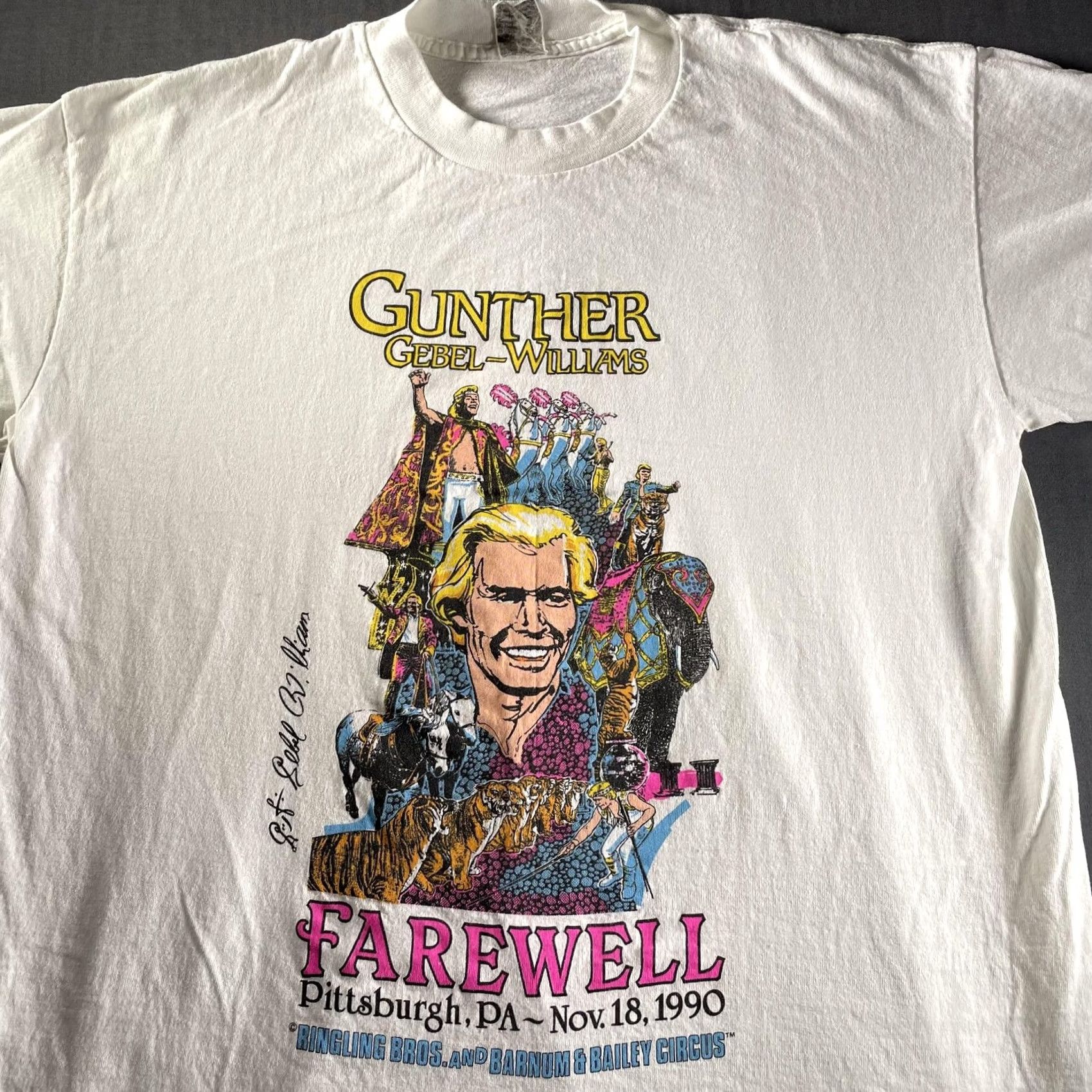 Vintage Vintage Ringling Bros Circus Gunther Gebel-Williams Shirt XL White 1990 Mens Size US XL / EU 56 / 4 - 2 Thumbnail