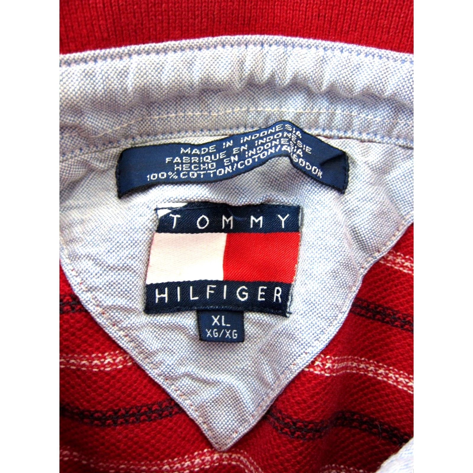 Tommy Hilfiger Vtg Tommy Hilfiger Polo Shirt Striped Long Sleeve Cotton Red Men XL Size US XL / EU 56 / 4 - 4 Thumbnail