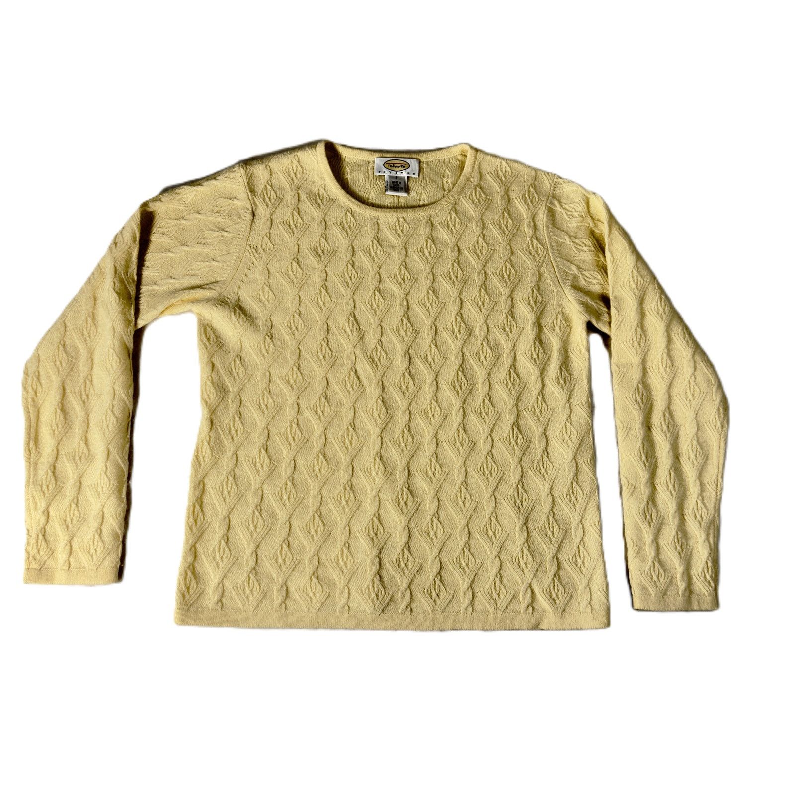 Talbots Talbots Petite 100% Cashmere Yellow Cable Knit Sweater Sz P Size ONE SIZE - 1 Thumbnail