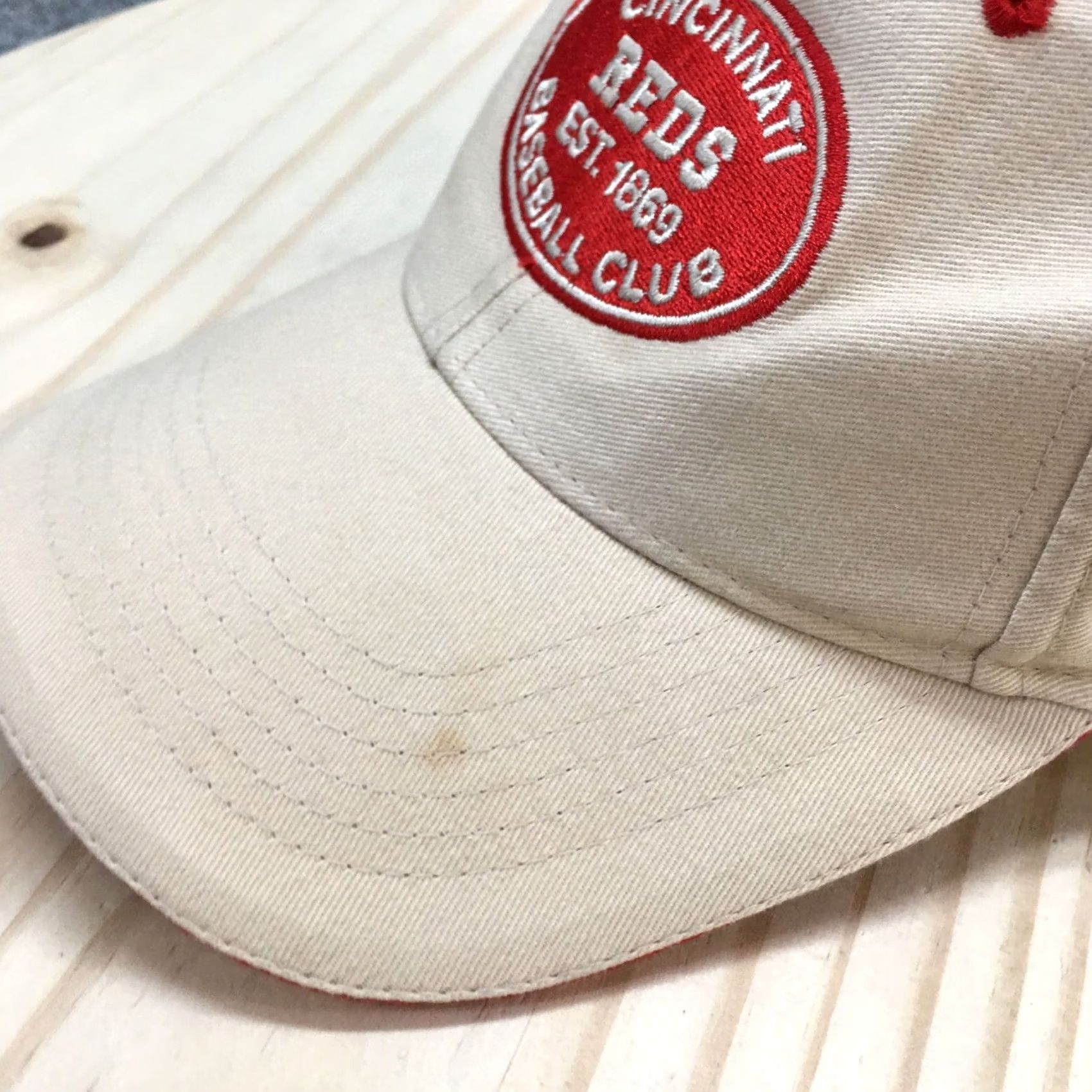 Vintage Cincinnati Reds 1869 Baseball Cap Hat Mens One Size Beige Adjustable Embroidered Size ONE SIZE - 5 Thumbnail