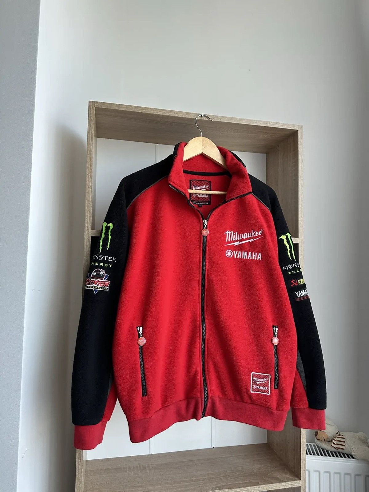 image of Yamaha Milwaukee Moto Fleece Red Jacket, Men's (Size Medium)