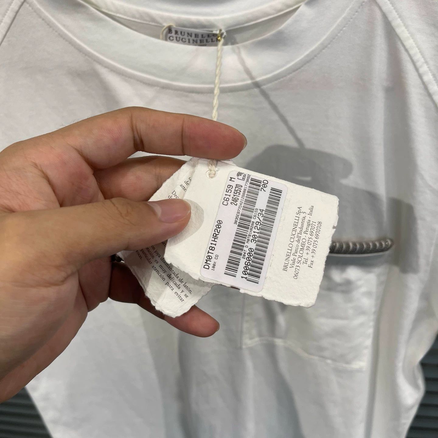 Brunello Cucinelli Brunello Cucinelli White Cotton Crew Tee M 95N w/Holes Size M / US 6-8 / IT 42-44 - 6 Thumbnail